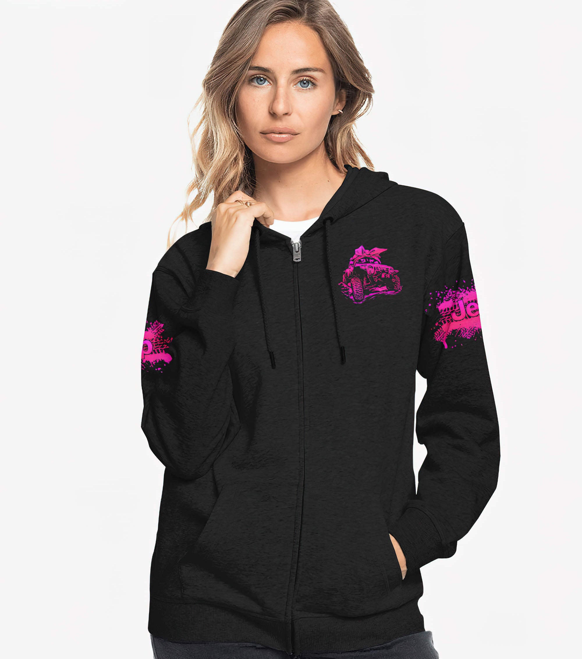 jeep-girl-classy-sassy-sunflower-pink-hoodie