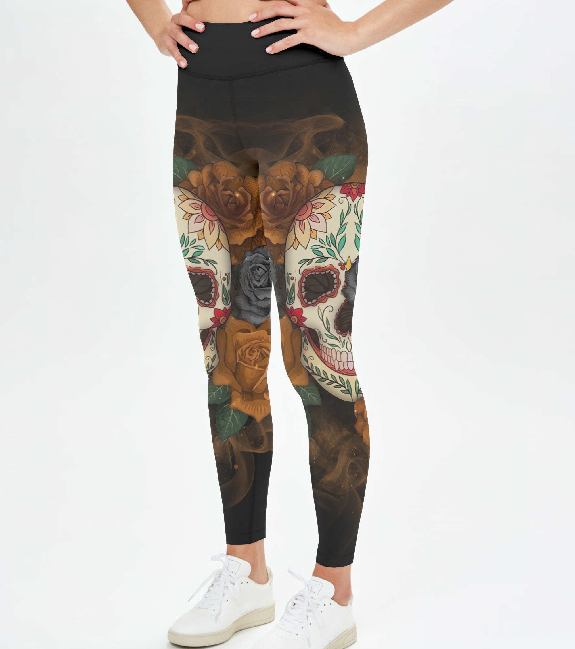 zero-fcks-given-flower-skull-all-over-print-leggings