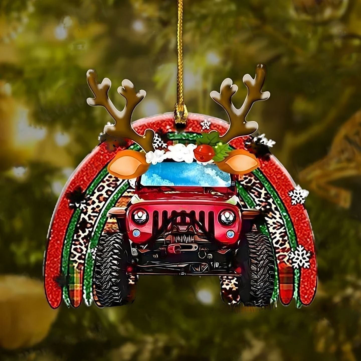 xmas-rainbow-customized-layered-wood-ornament-jeep-christmas-ornaments