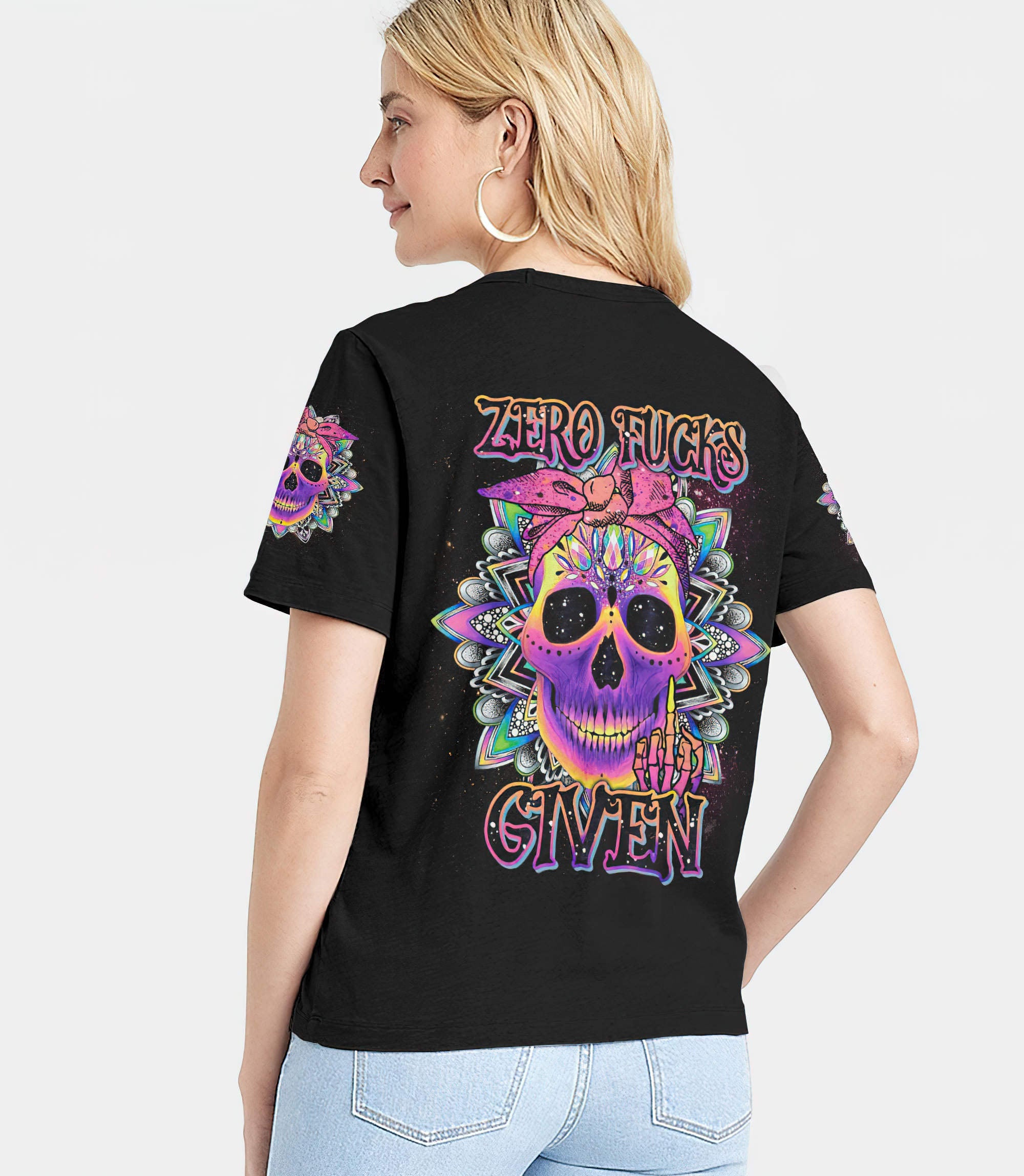 skull-headband-mandala-all-over-print-women-v-neck-t-shirt