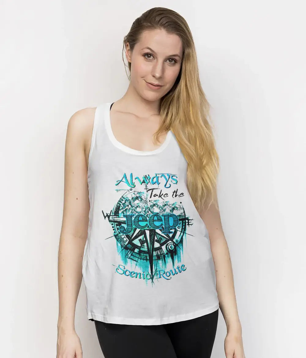 always-take-the-scenic-route-compass-beach-jeep-tank-top