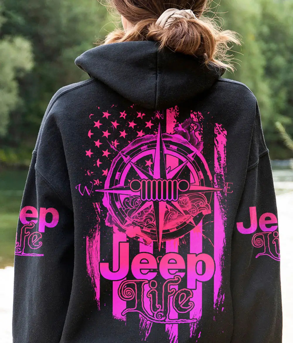 jeep-life-compass-pink-flag-hoodie