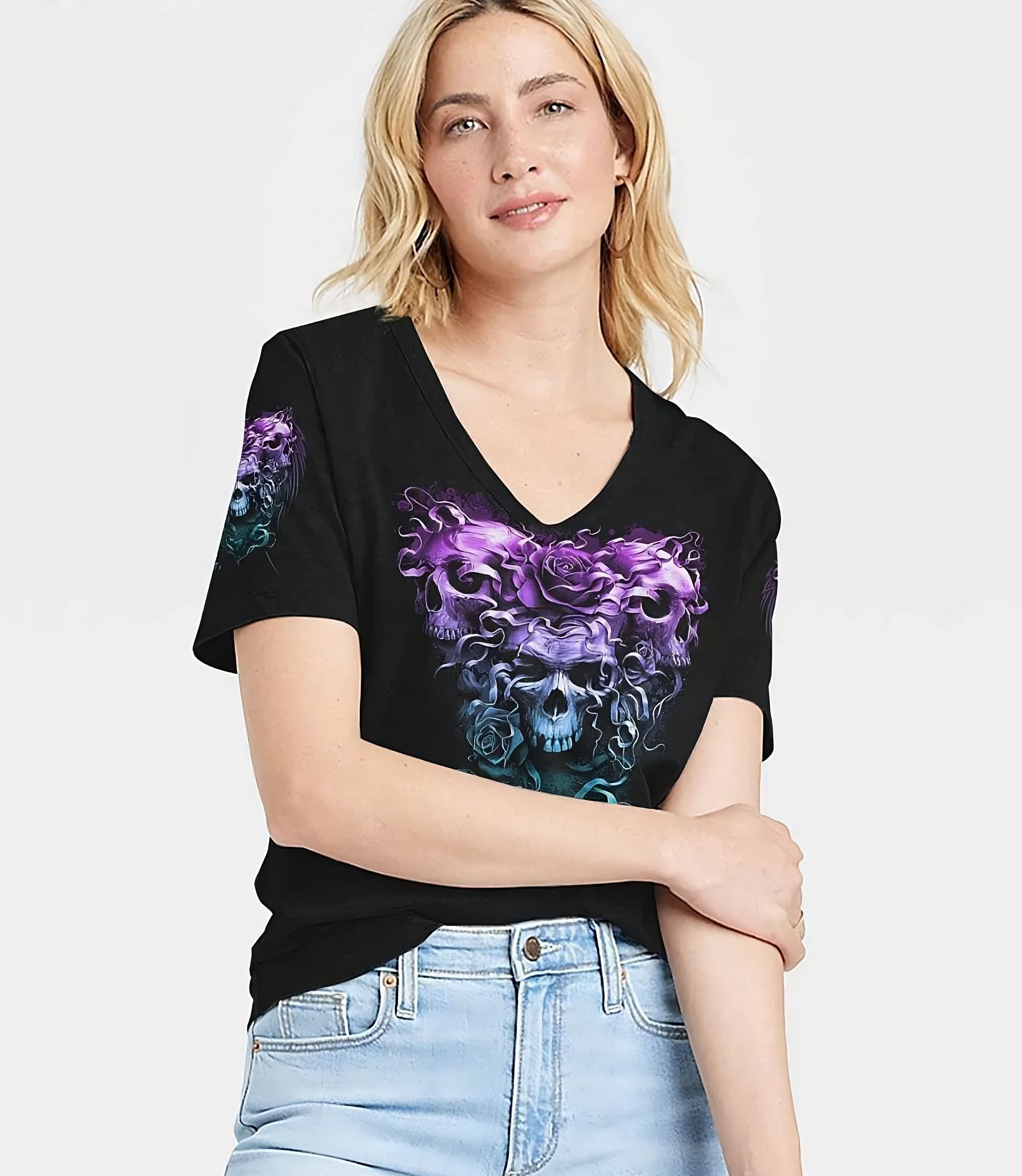 the-good-girl-in-me-3-skulls-rose-all-over-print-1-women-v-neck-t-shirt