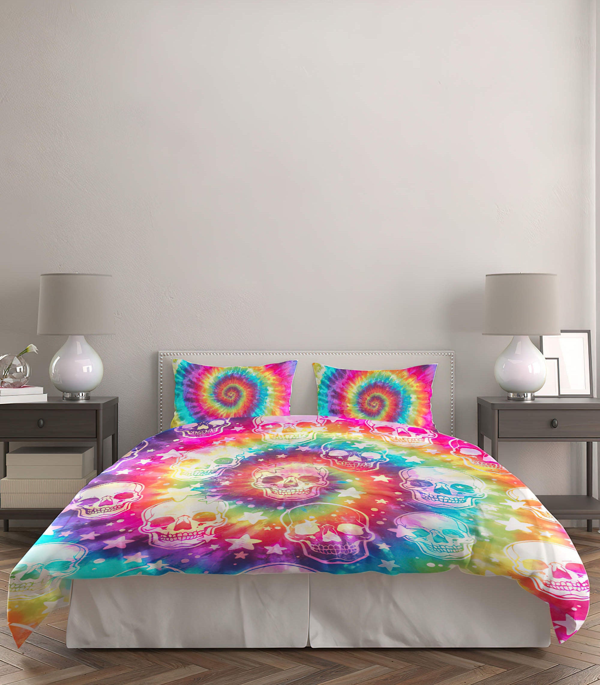 skull-tie-dye-pattern-bedding-set-bedding-set