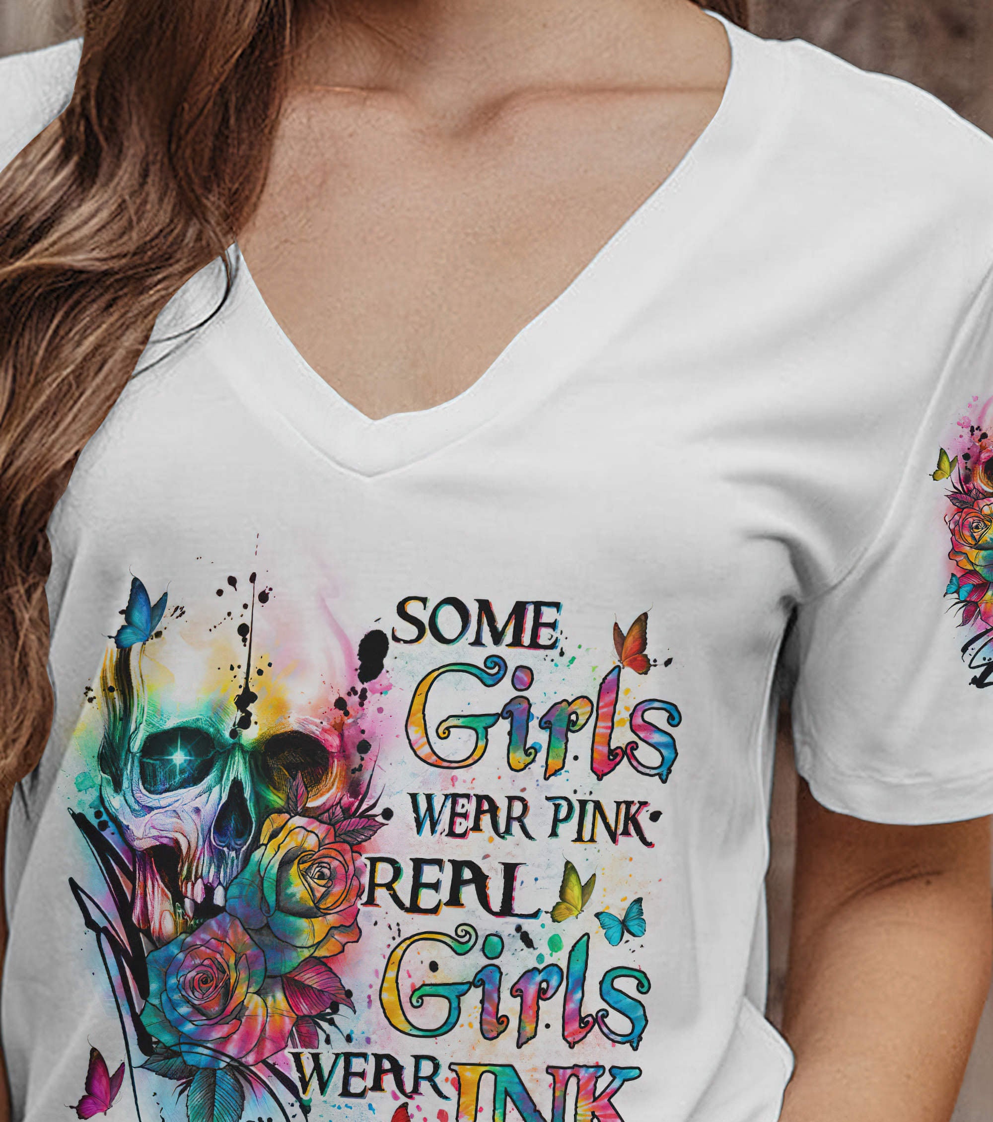 some-girls-wear-pink-skull-all-over-print-women-v-neck-t-shirt