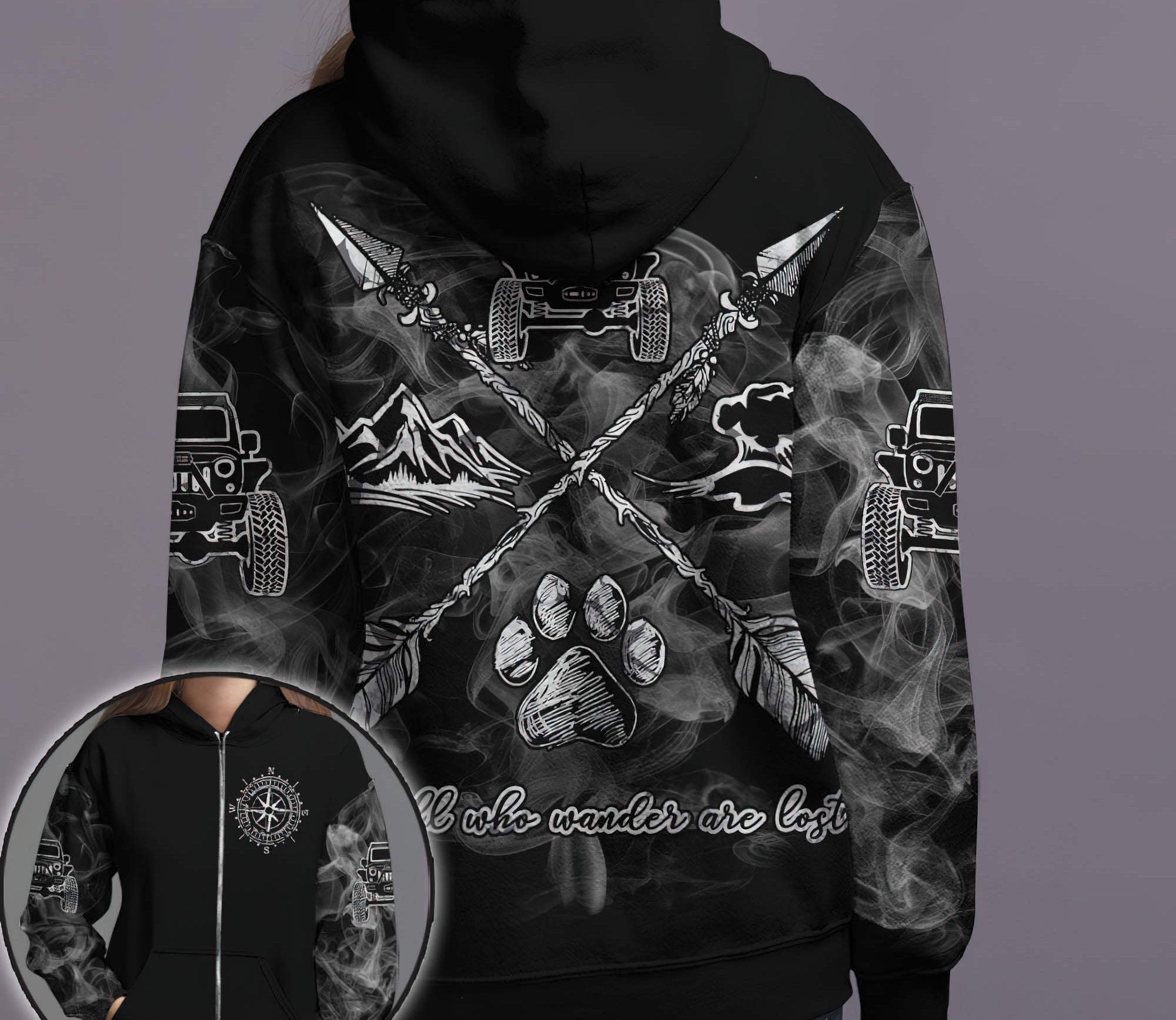 not-all-who-wander-are-lost-arrow-bw-jeep-hoodie