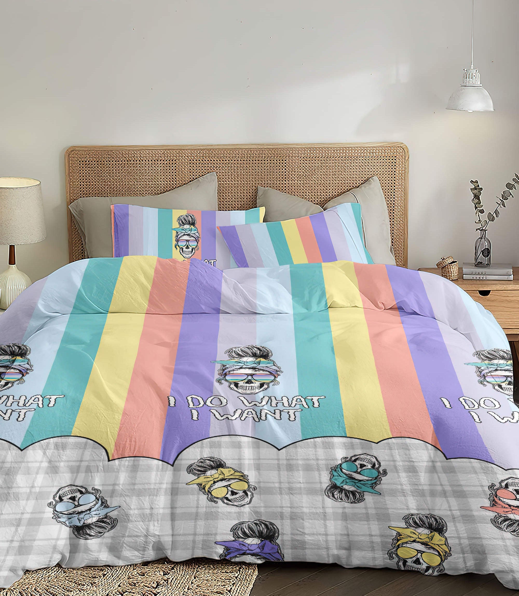 i-do-what-i-want-skull-rainbow-bedding-set-bedding-set