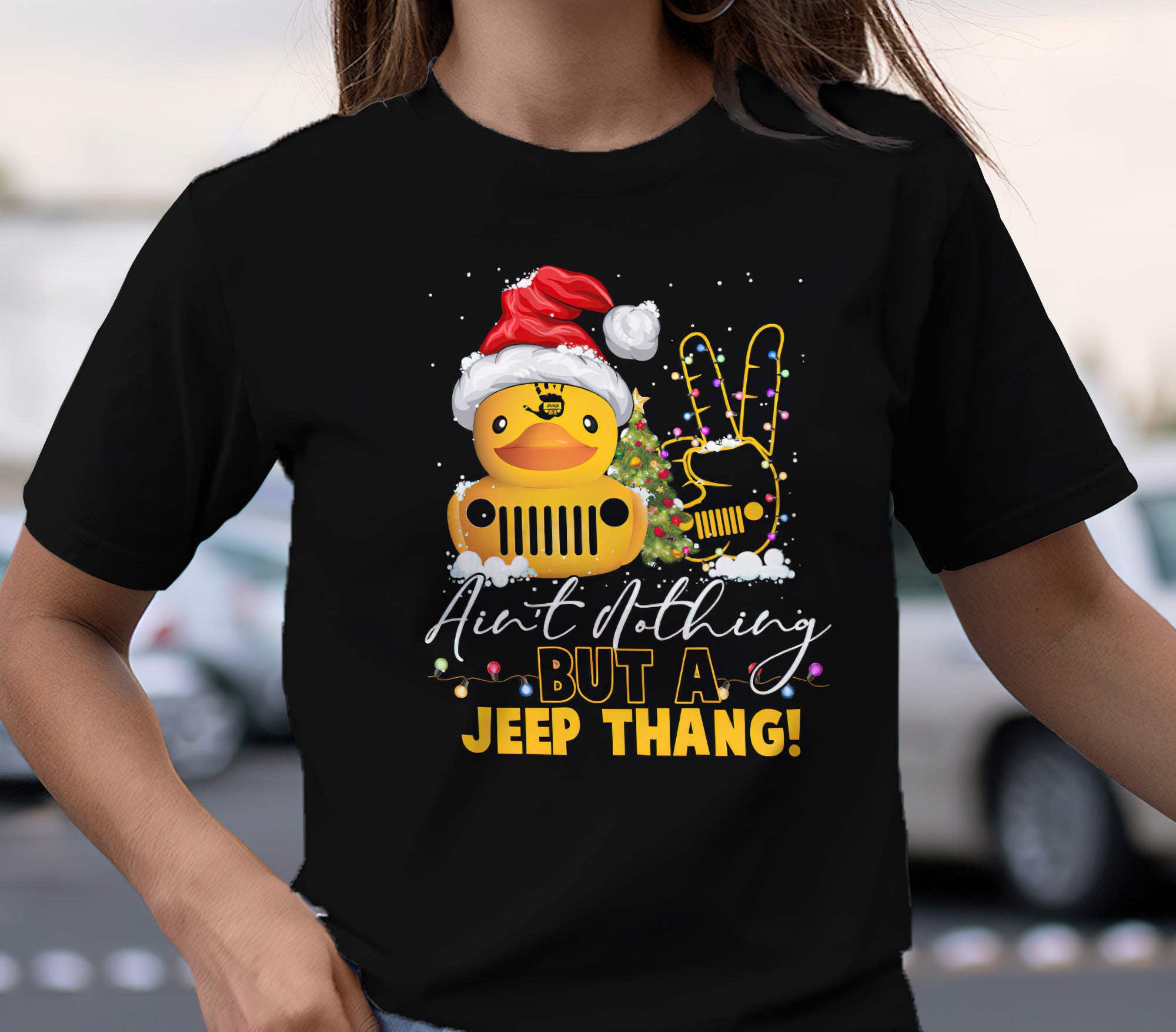 jeep-thang-duck-xmas-1-sided-t-shirt