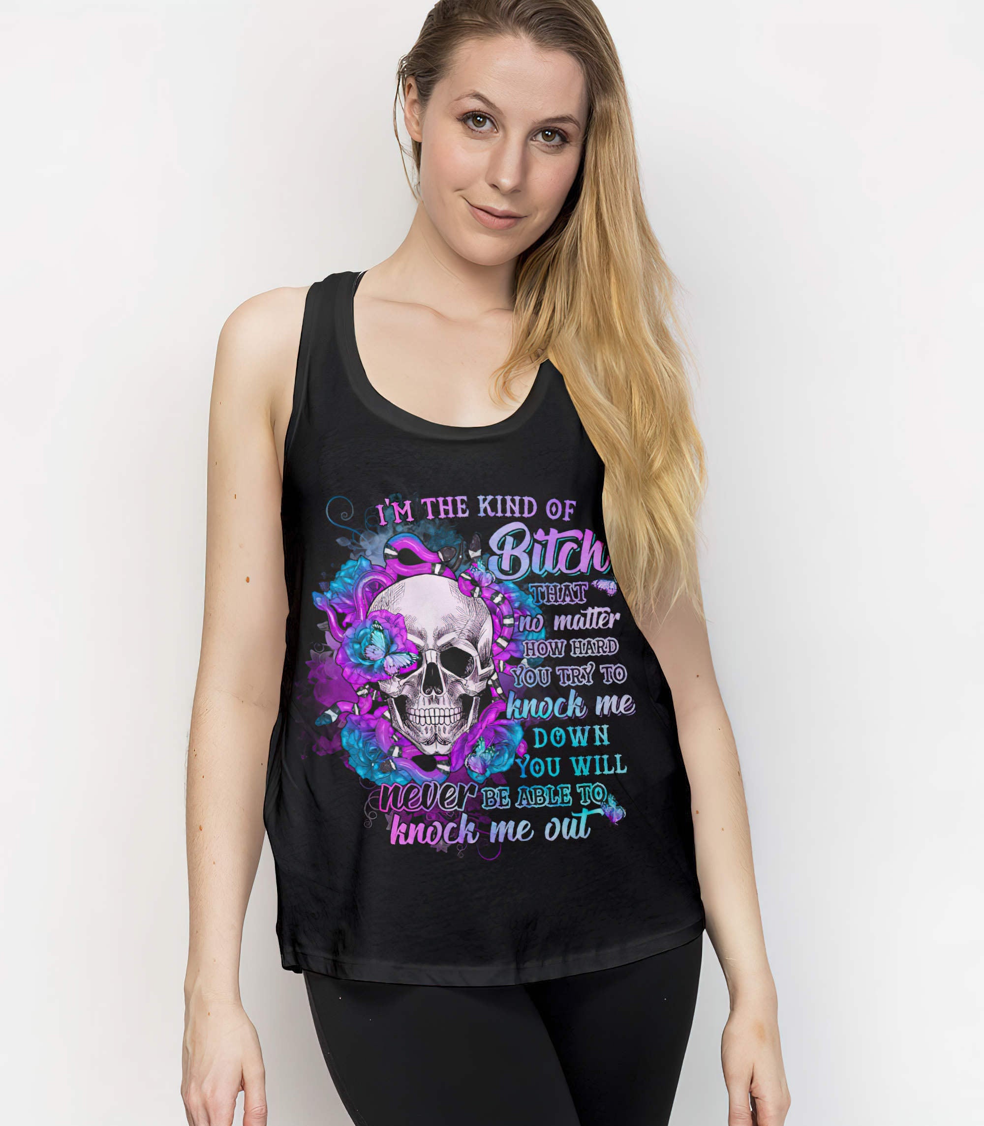 im-the-kind-of-b-flower-skull-all-over-print-tank-top