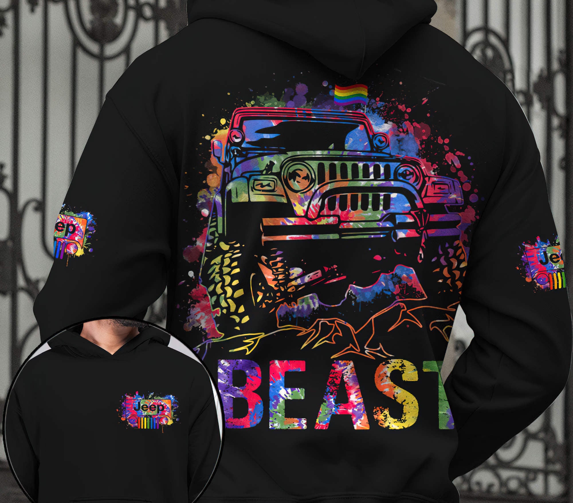 jeep-beast-beauty-rainbow-couple-hoodie