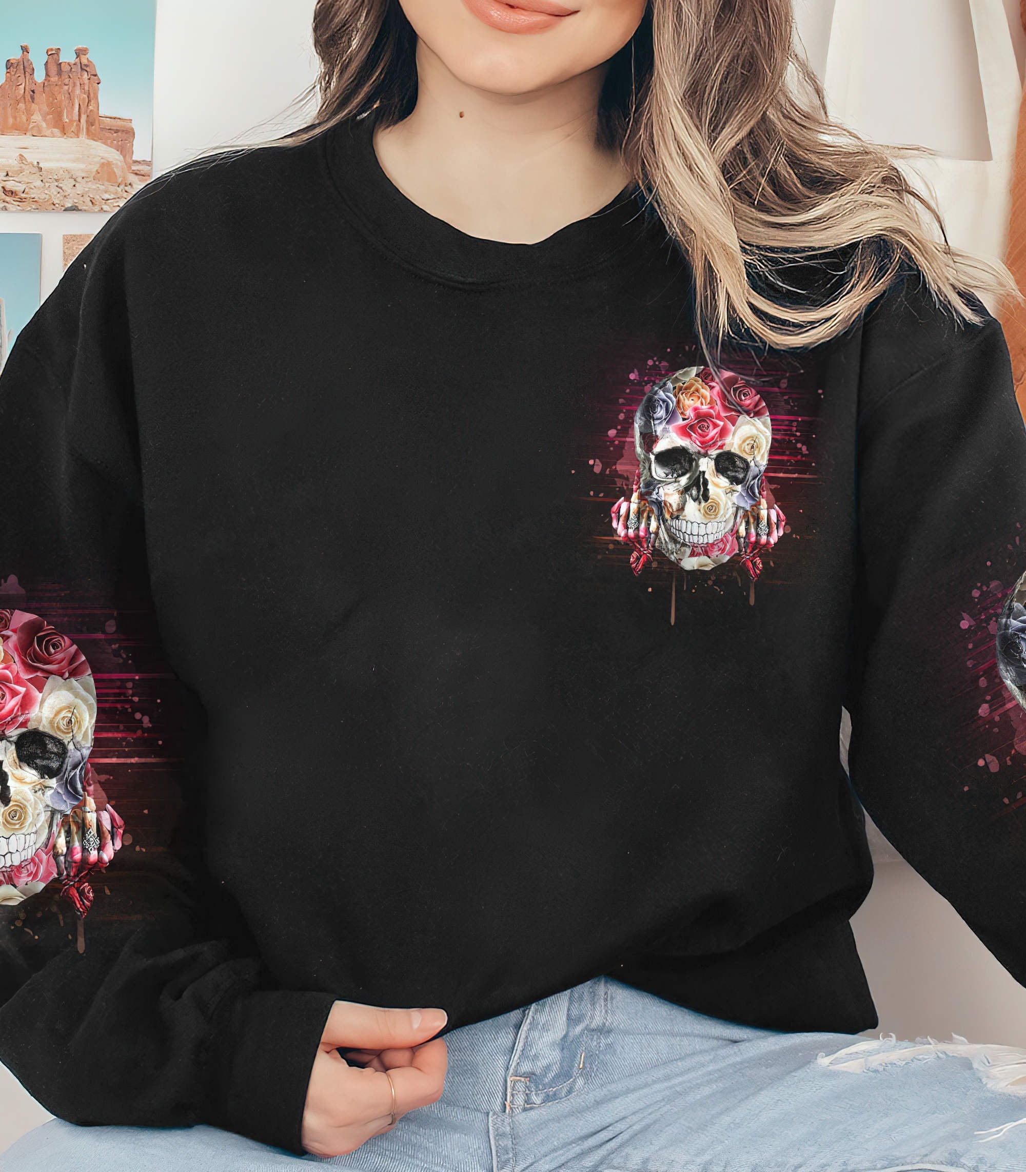 i-dont-have-an-attitude-flower-skull-all-over-print-sweatshirt