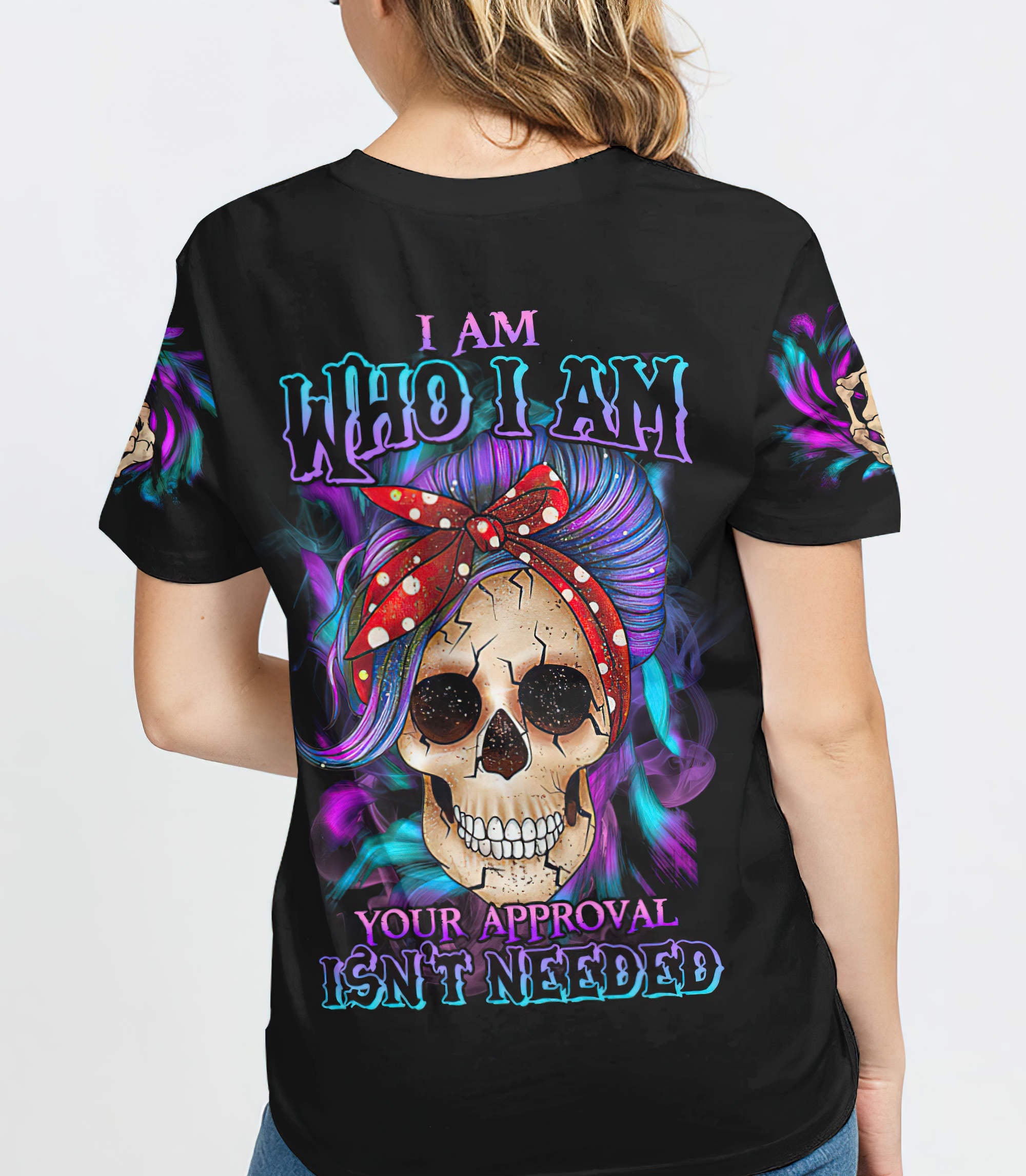 i-am-who-i-am-skull-messy-bun-all-over-print-t-shirt