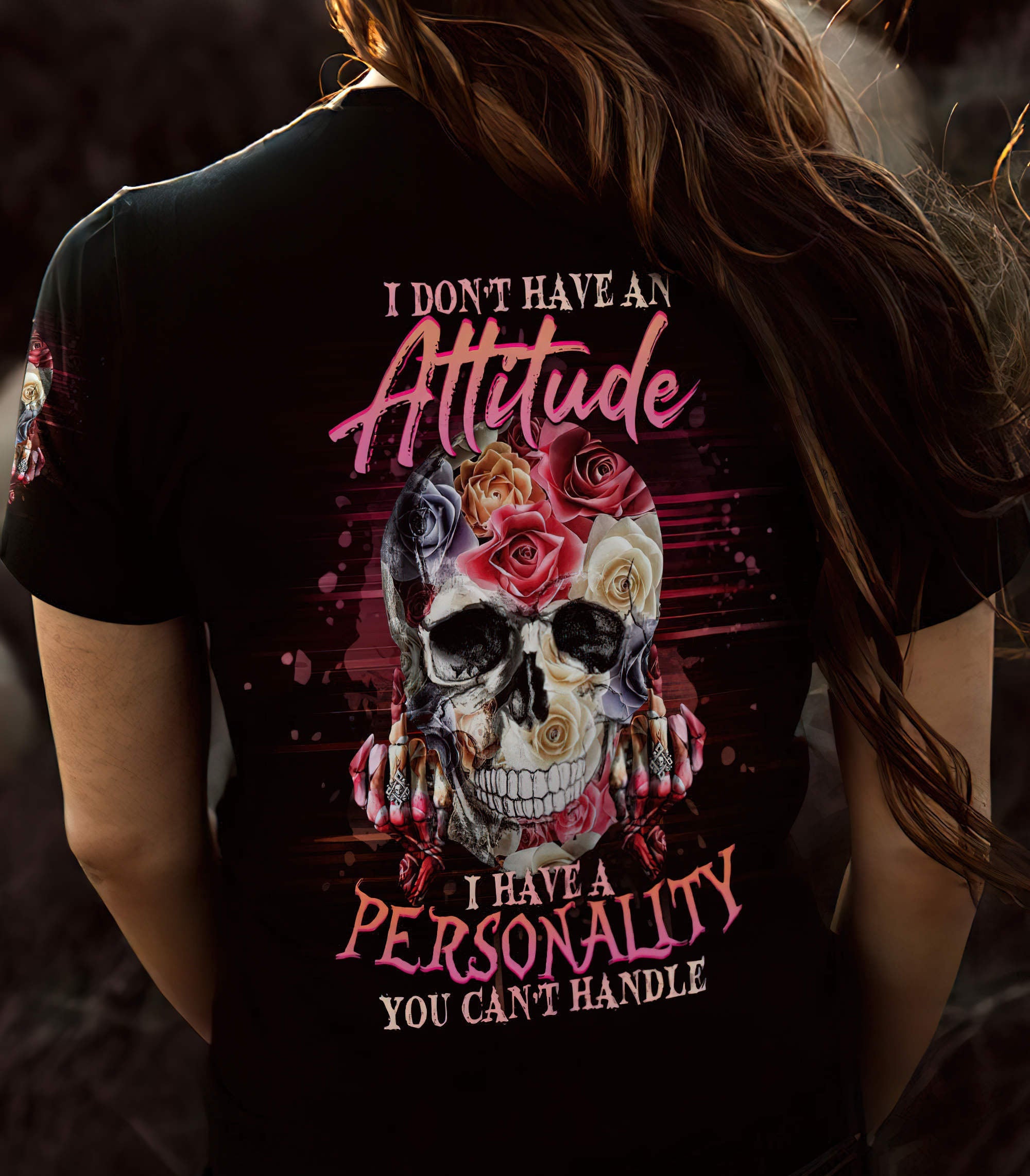 i-dont-have-an-attitude-flower-skull-all-over-print-women-v-neck-t-shirt