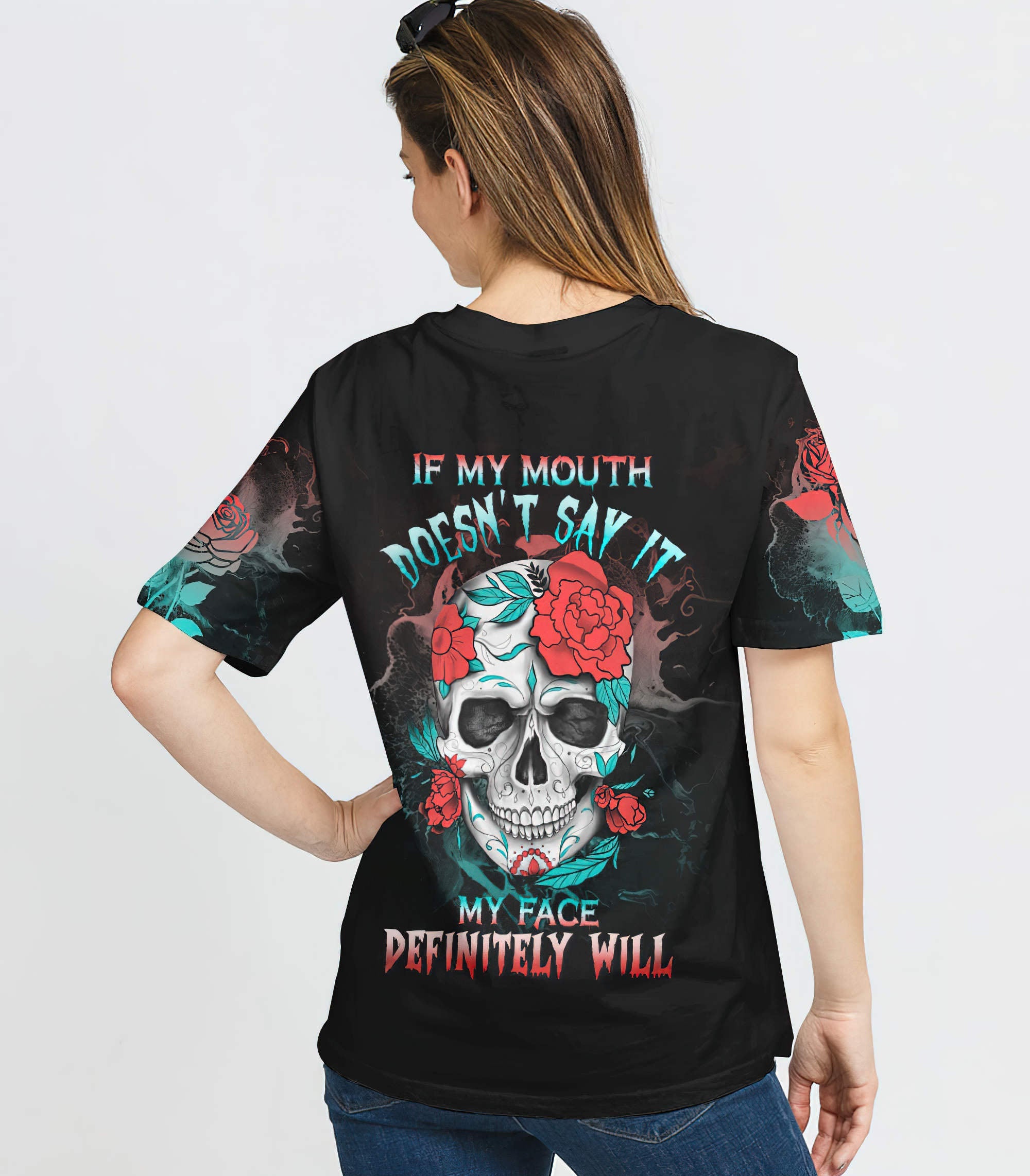 If My Mouth Doesn't Say It Skull All Over Print T Shirt