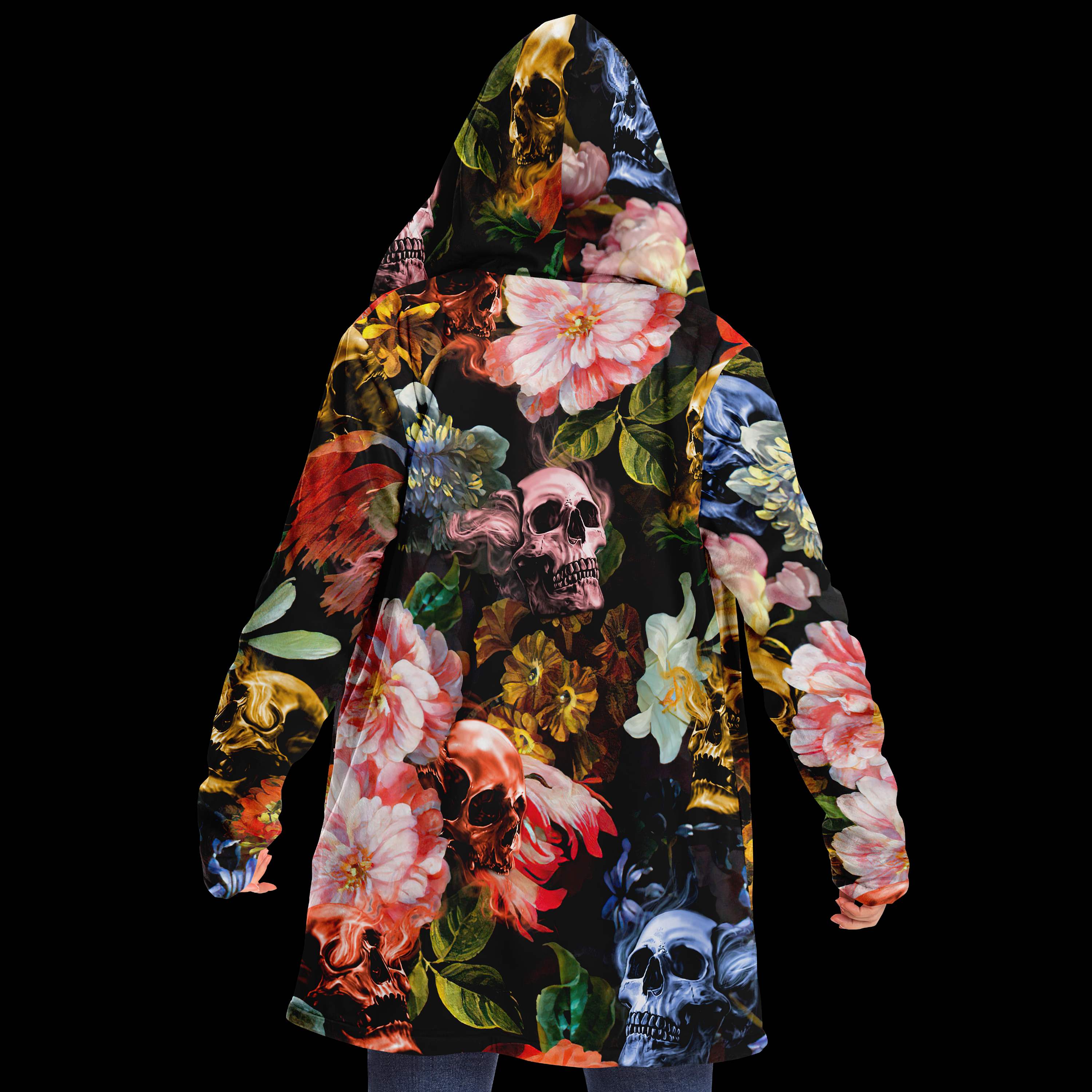 midnight-flowers-skull-premium-fleece-cloak-cloaks