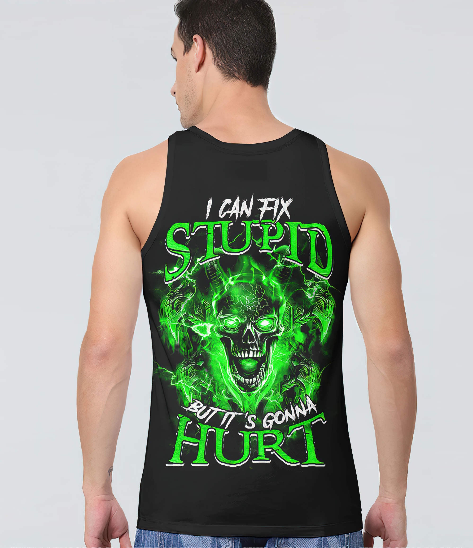 i-can-fix-stupid-demons-green-skull-all-over-print-tank-top