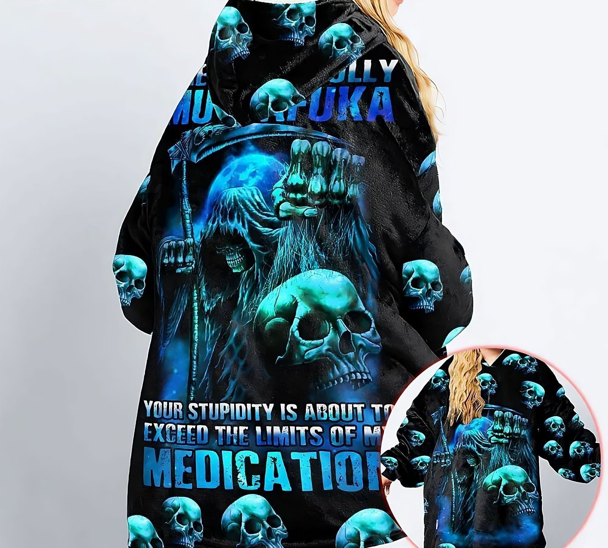 tread-carefully-skull-sherpa-blanket-hoodie-wearable-blanket-hoodie