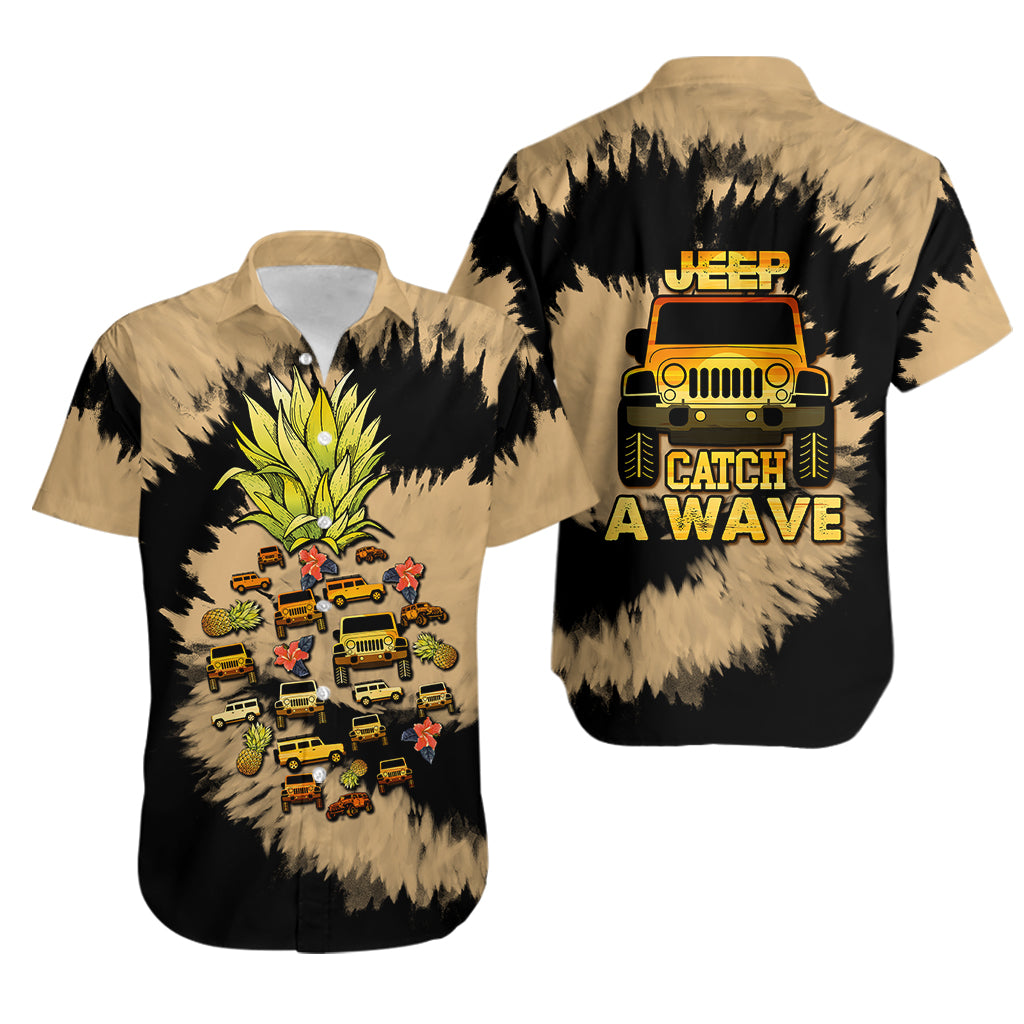 jeep-pineapple-bleach-tie-dye-style-catch-a-wave-hawaiian-shirt