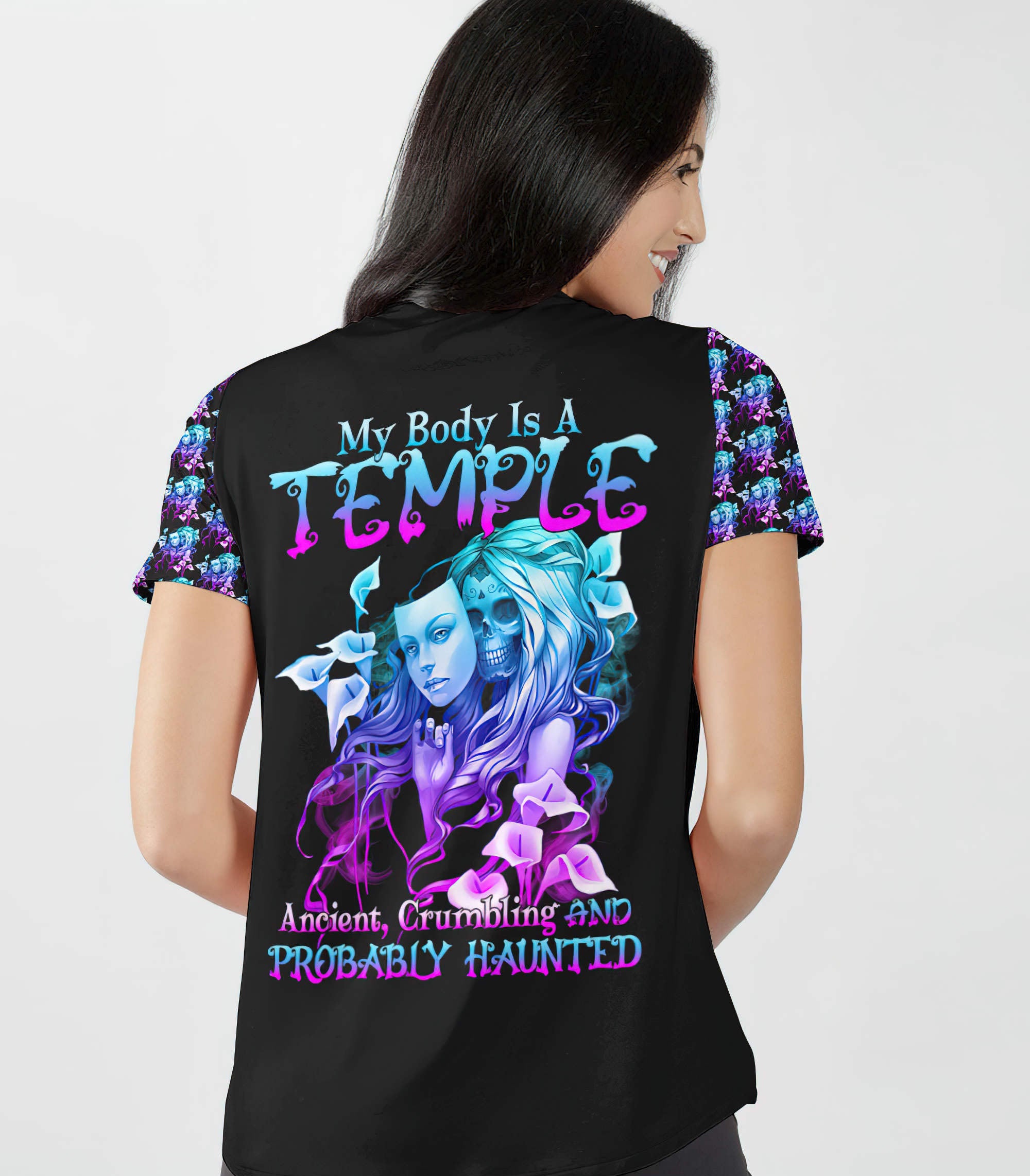 my-body-is-a-temple-sugar-skull-all-over-print-women-v-neck-t-shirt