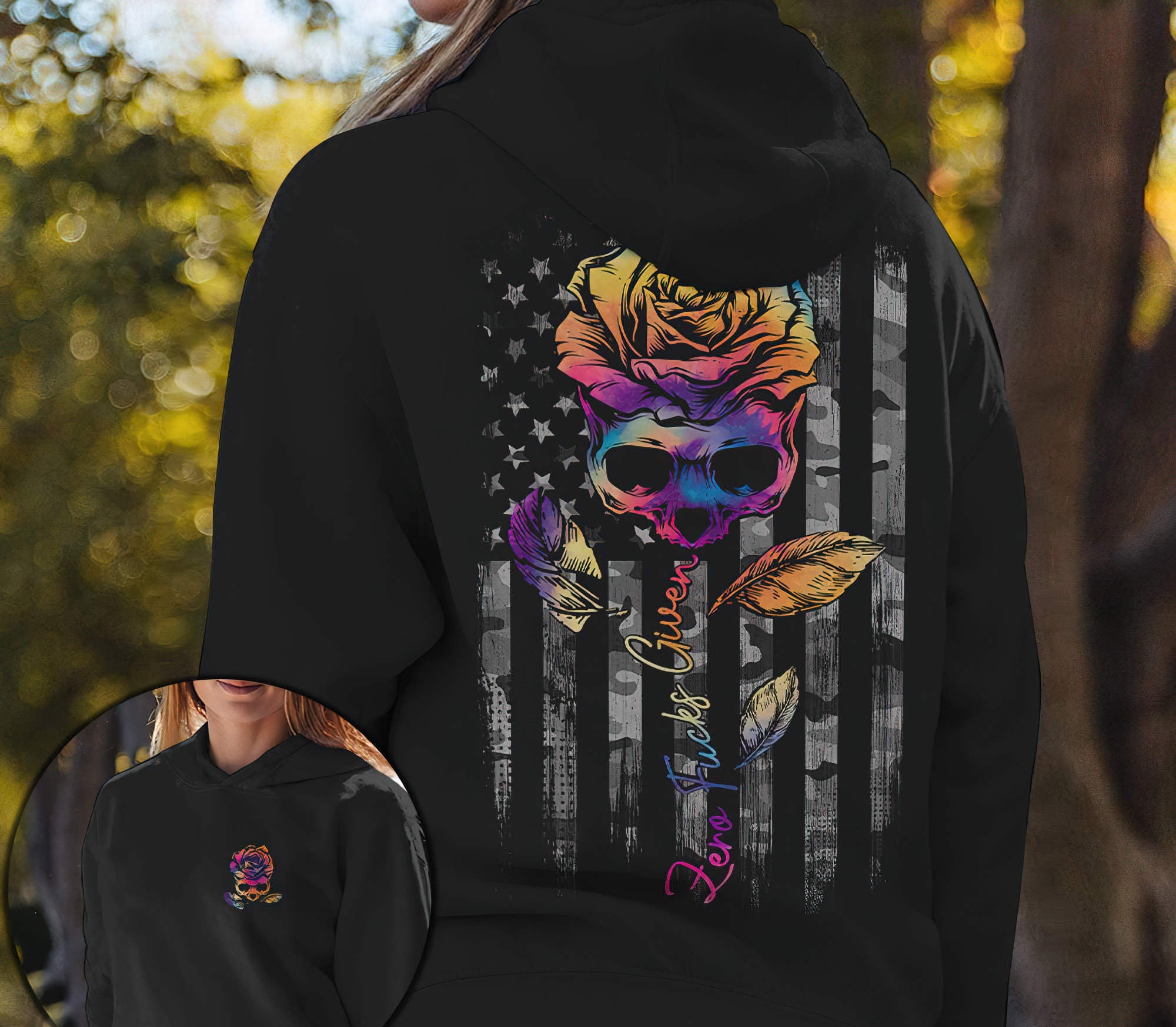 Rose Skull Tie Dye 2D Hoodie