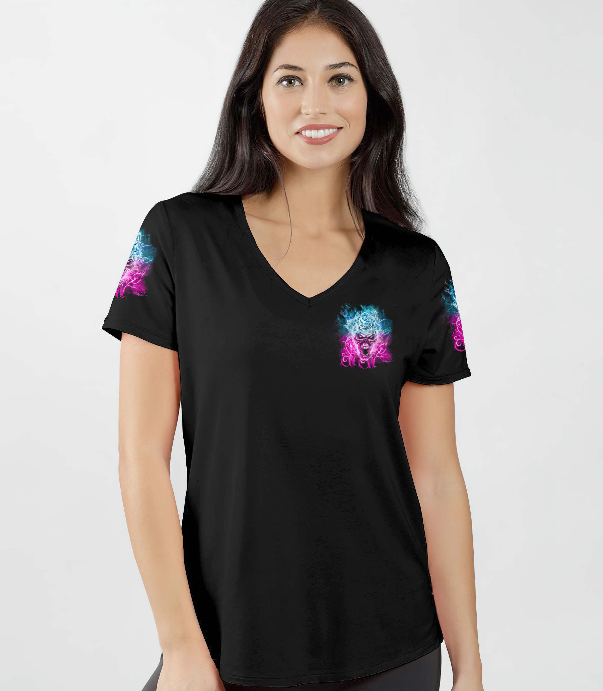 sometimes-an-angel-rose-fire-skull-all-over-print-women-v-neck-t-shirt