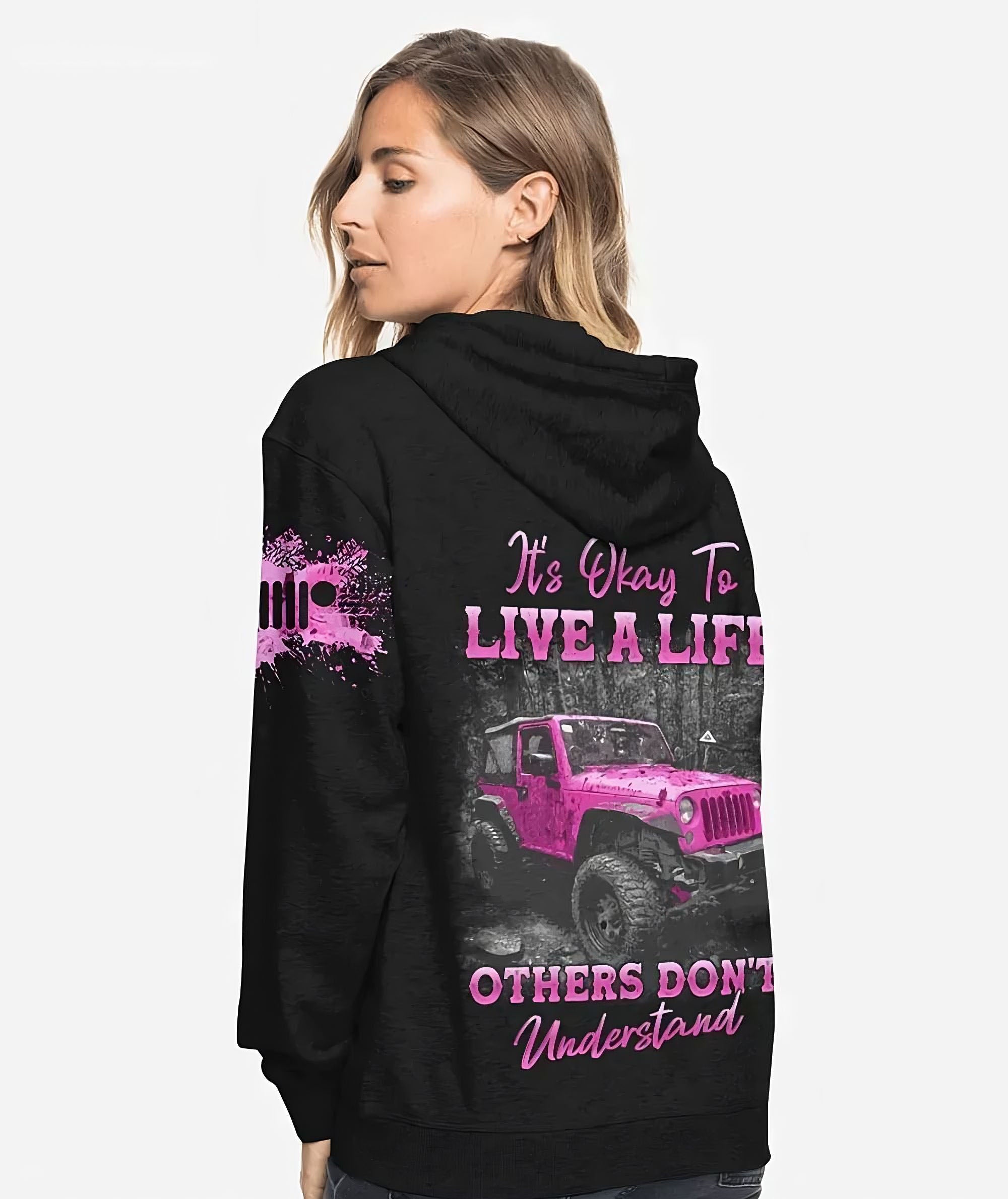 its-okay-to-live-a-life-pink-jeep-all-over-print-hoodie