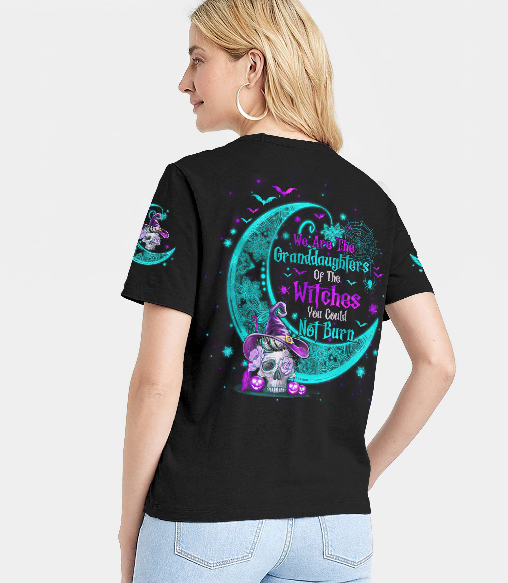 we-are-the-granddaughters-mandala-crescent-moon-skull-all-over-print-women-v-neck-t-shirt