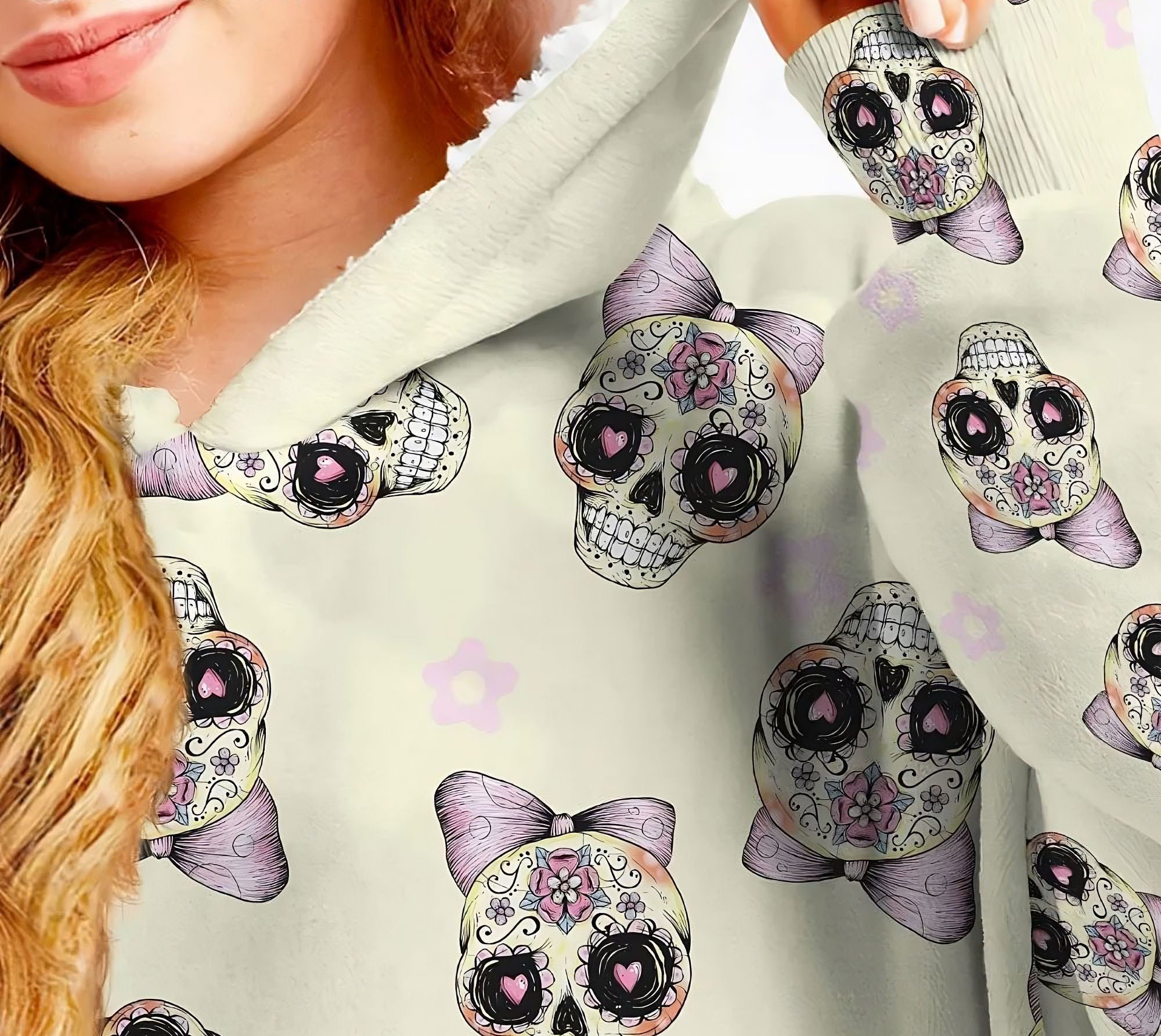 sugar-skull-cute-sherpa-blanket-hoodie-wearable-blanket-hoodie