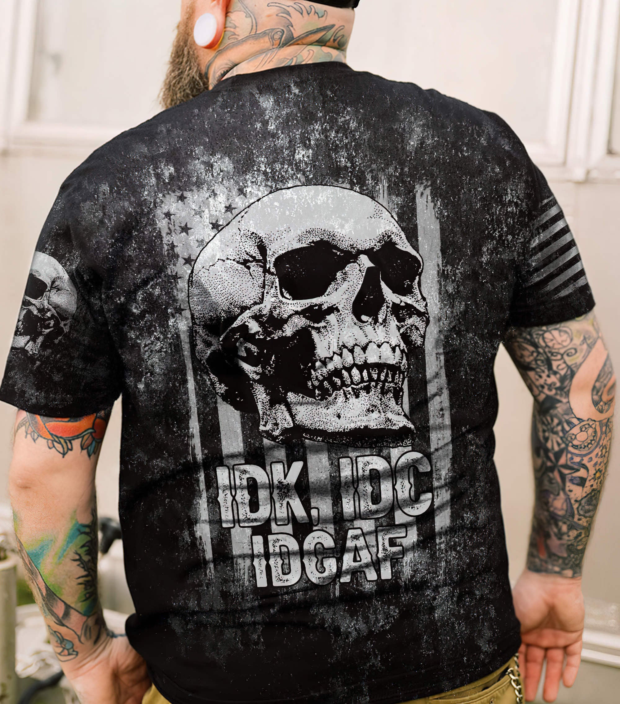 Idgaf Flag Skull All Over Print T Shirt