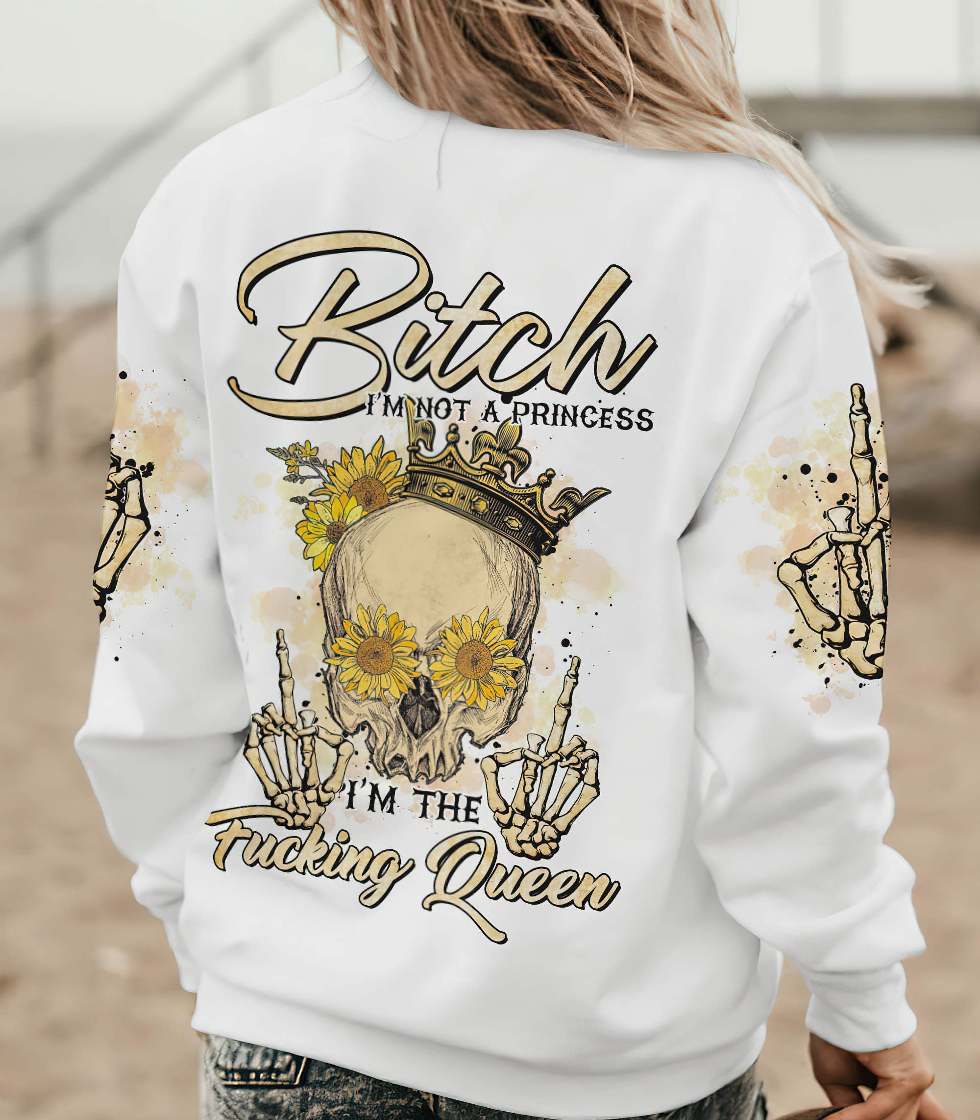 im-fking-queen-vintage-skull-all-over-print-sweatshirt