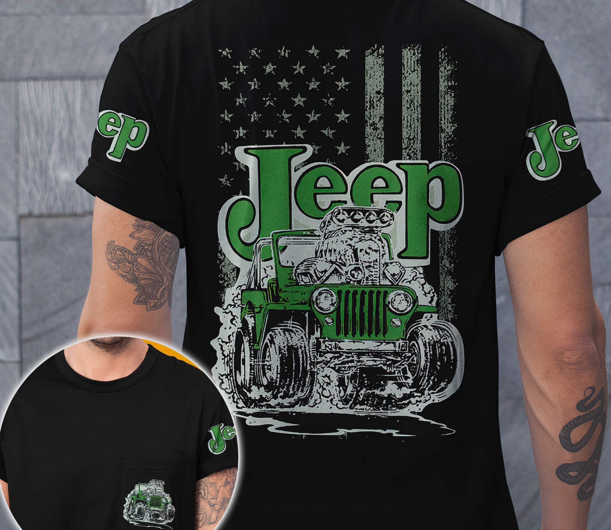 jeep-green-retro-t-shirt