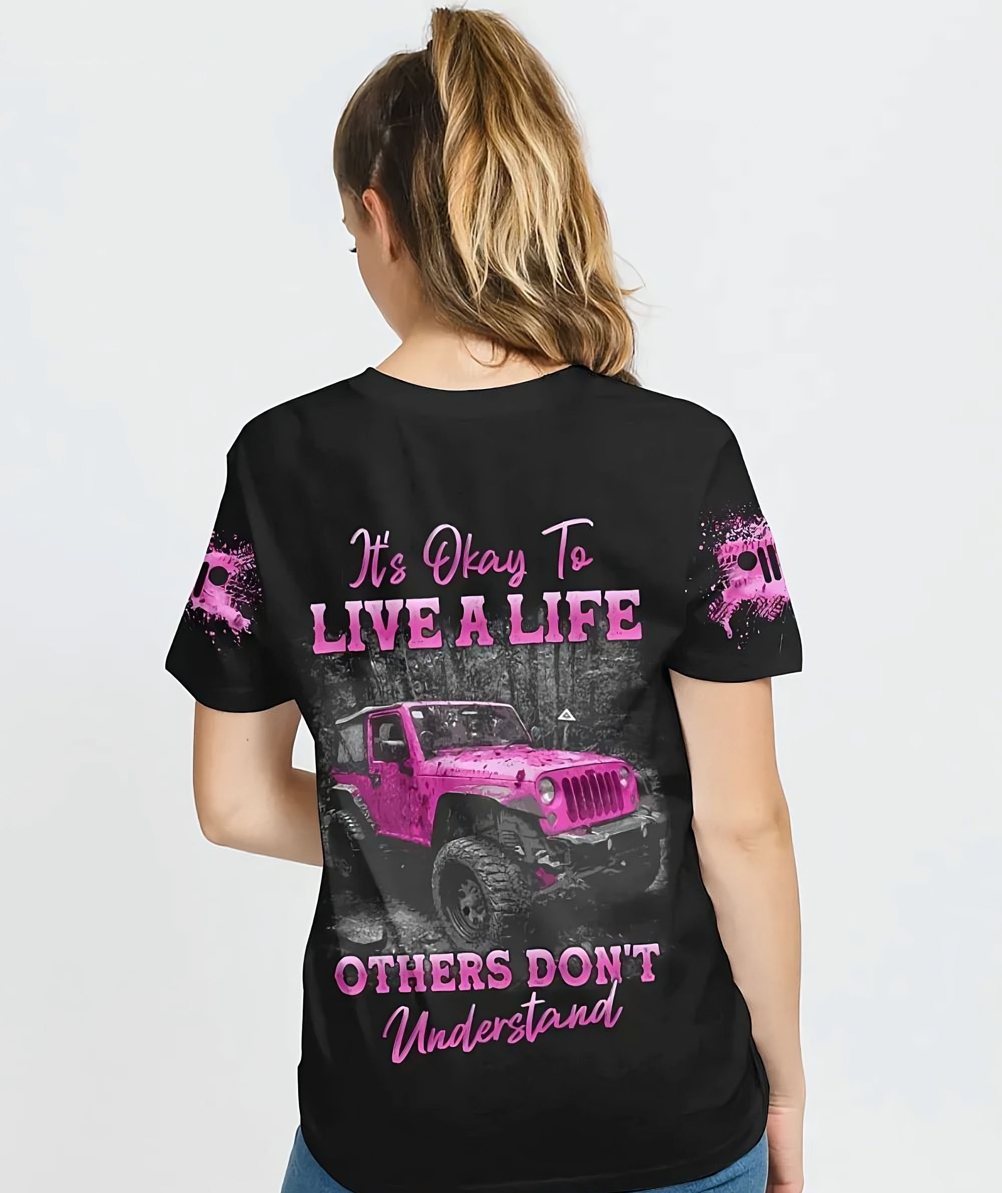 its-okay-to-live-a-life-pink-jeep-all-over-print-t-shirt