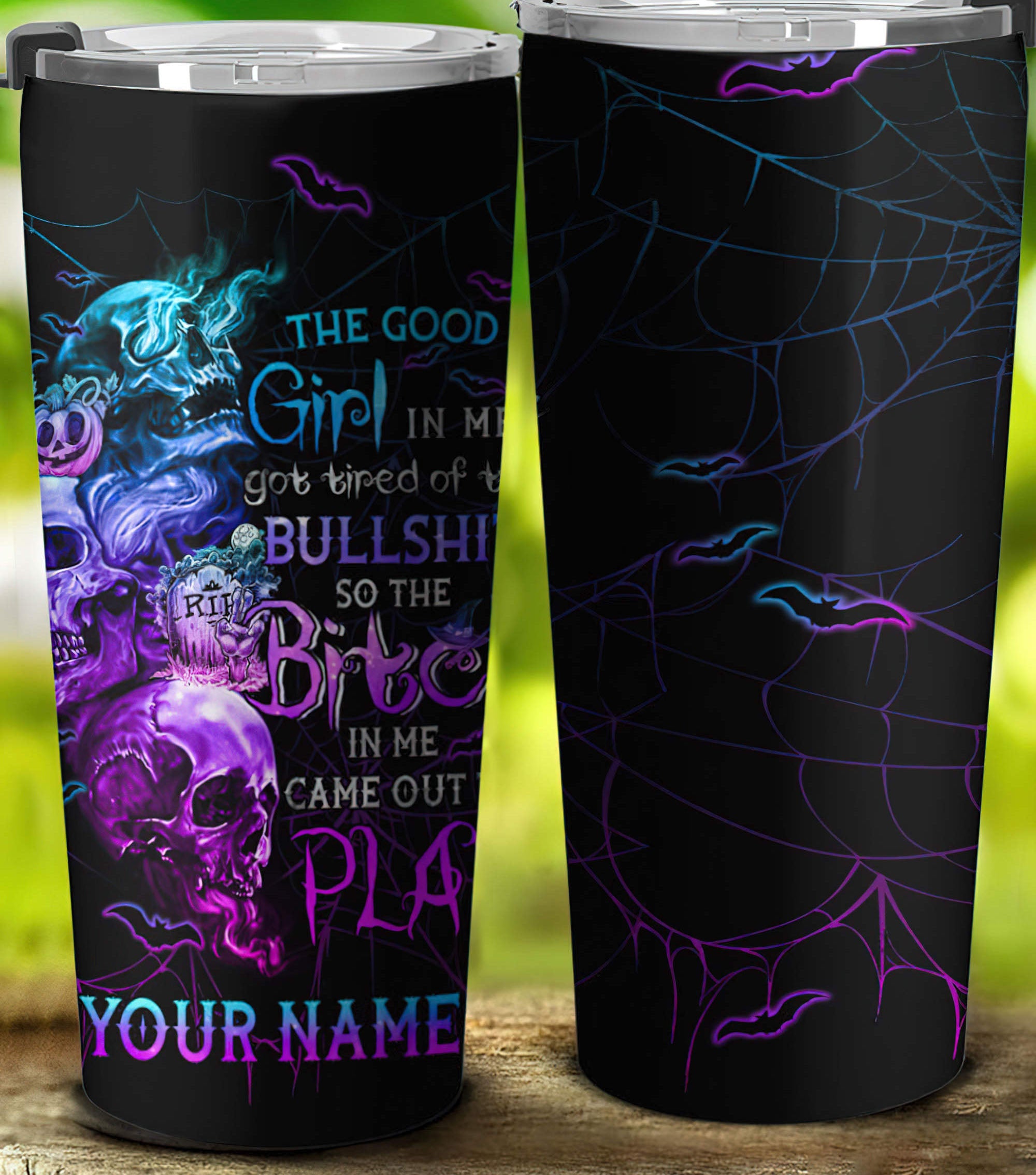 personalized-the-good-girl-in-me-got-tired-skull-halloween-tumbler