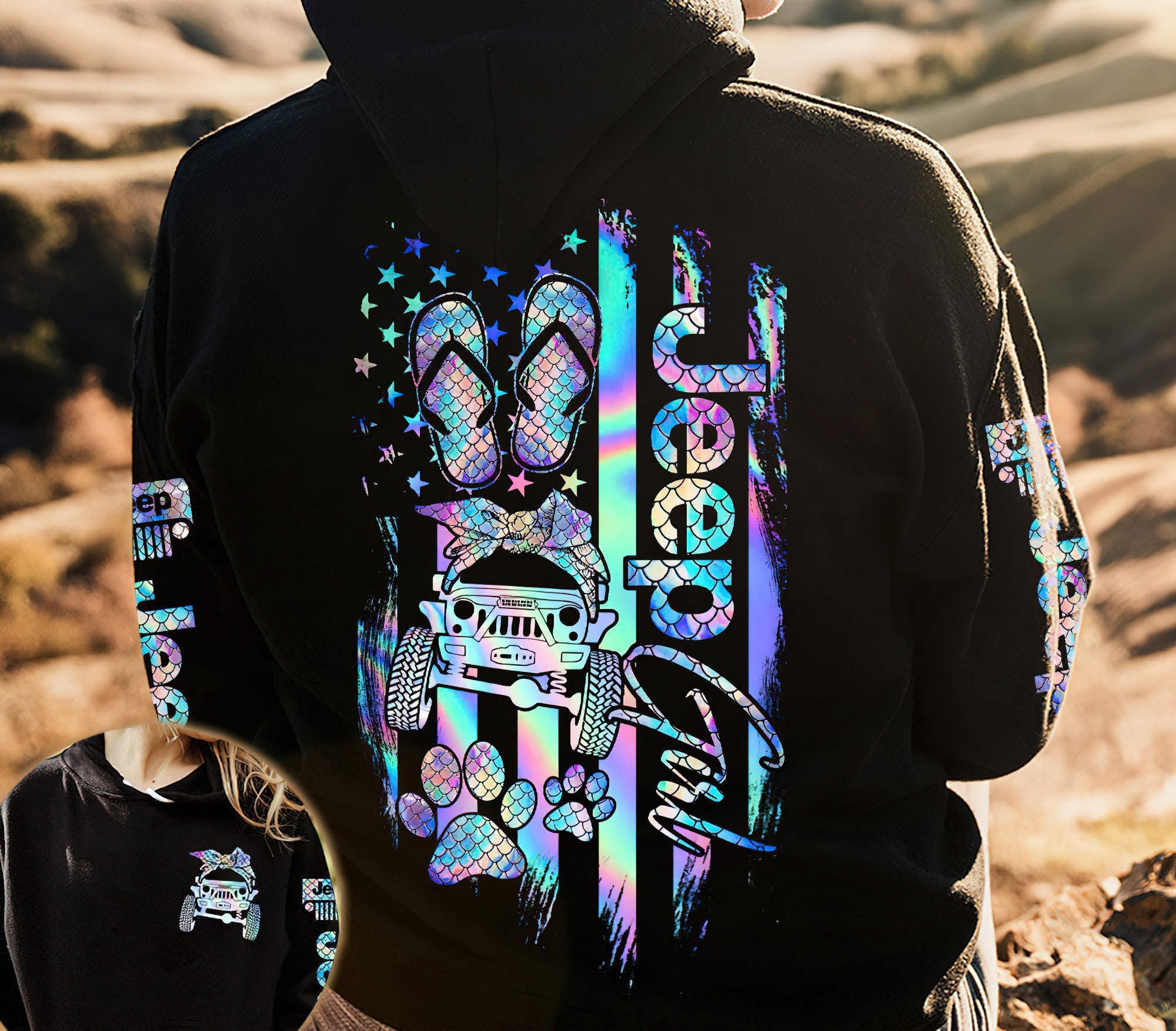 jeep-girl-holo-flag-hoodie