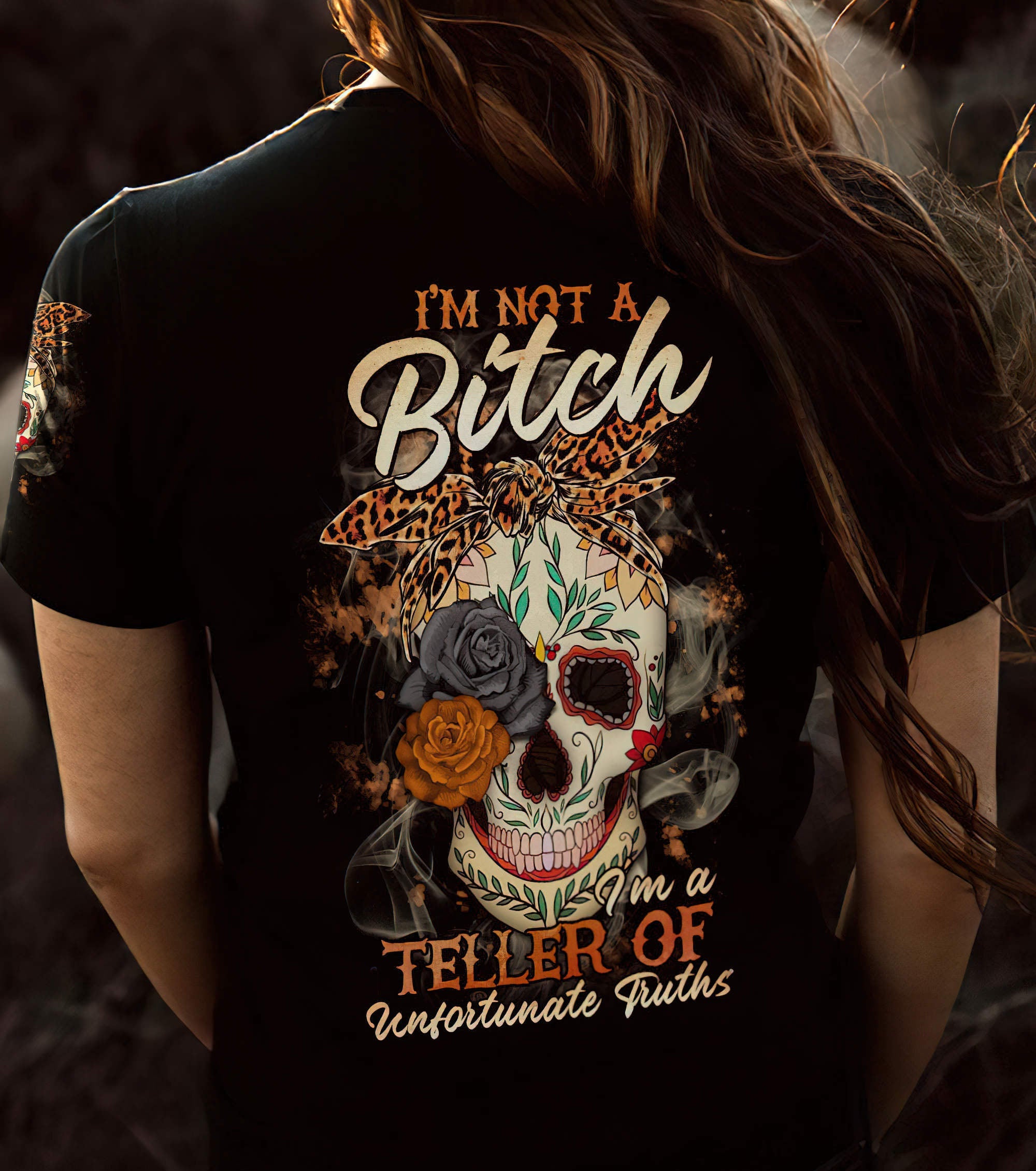 im-not-a-b-im-a-teller-sugar-skull-all-over-print-women-v-neck-t-shirt