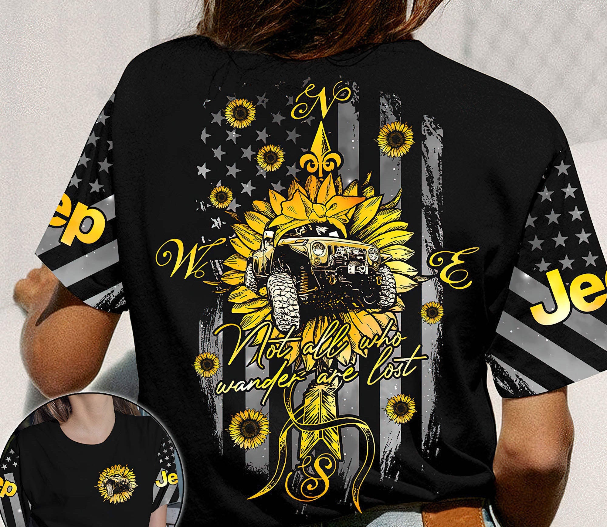 not-all-who-wander-sunflower-jeep-t-shirt