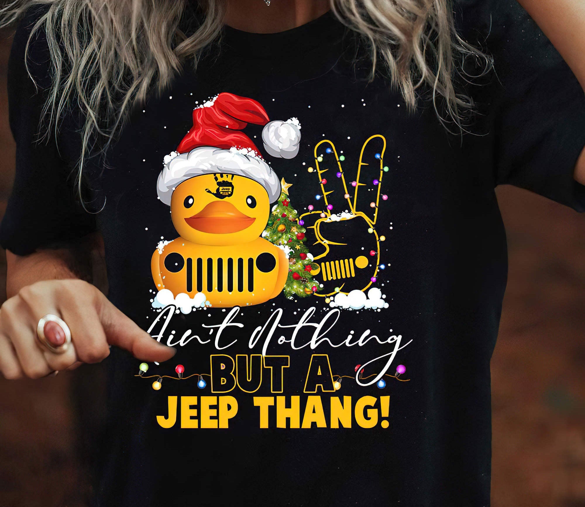 jeep-thang-duck-xmas-1-sided-t-shirt