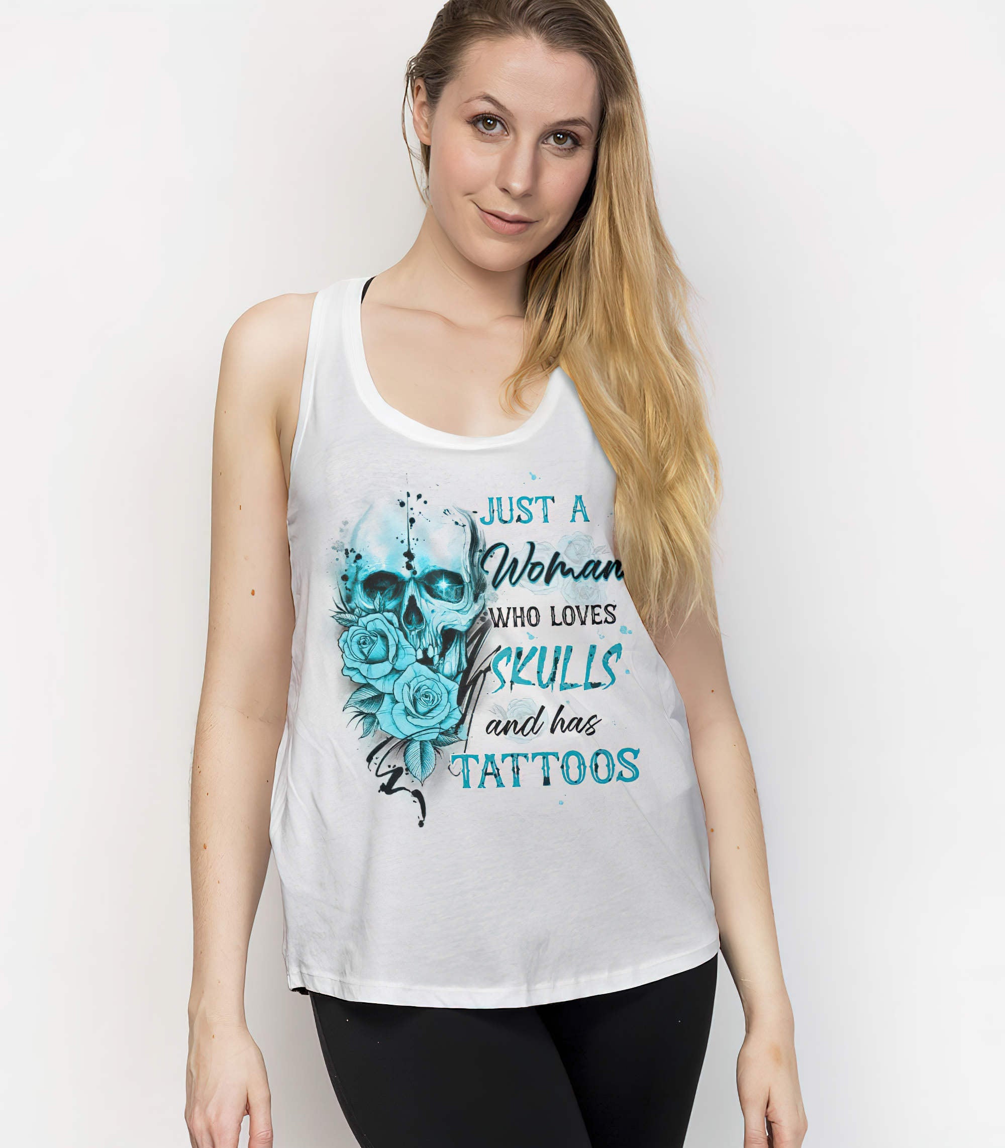 Just A Woman Who Loves Skull And Has Tattoos All Over Print 1 Tank Top