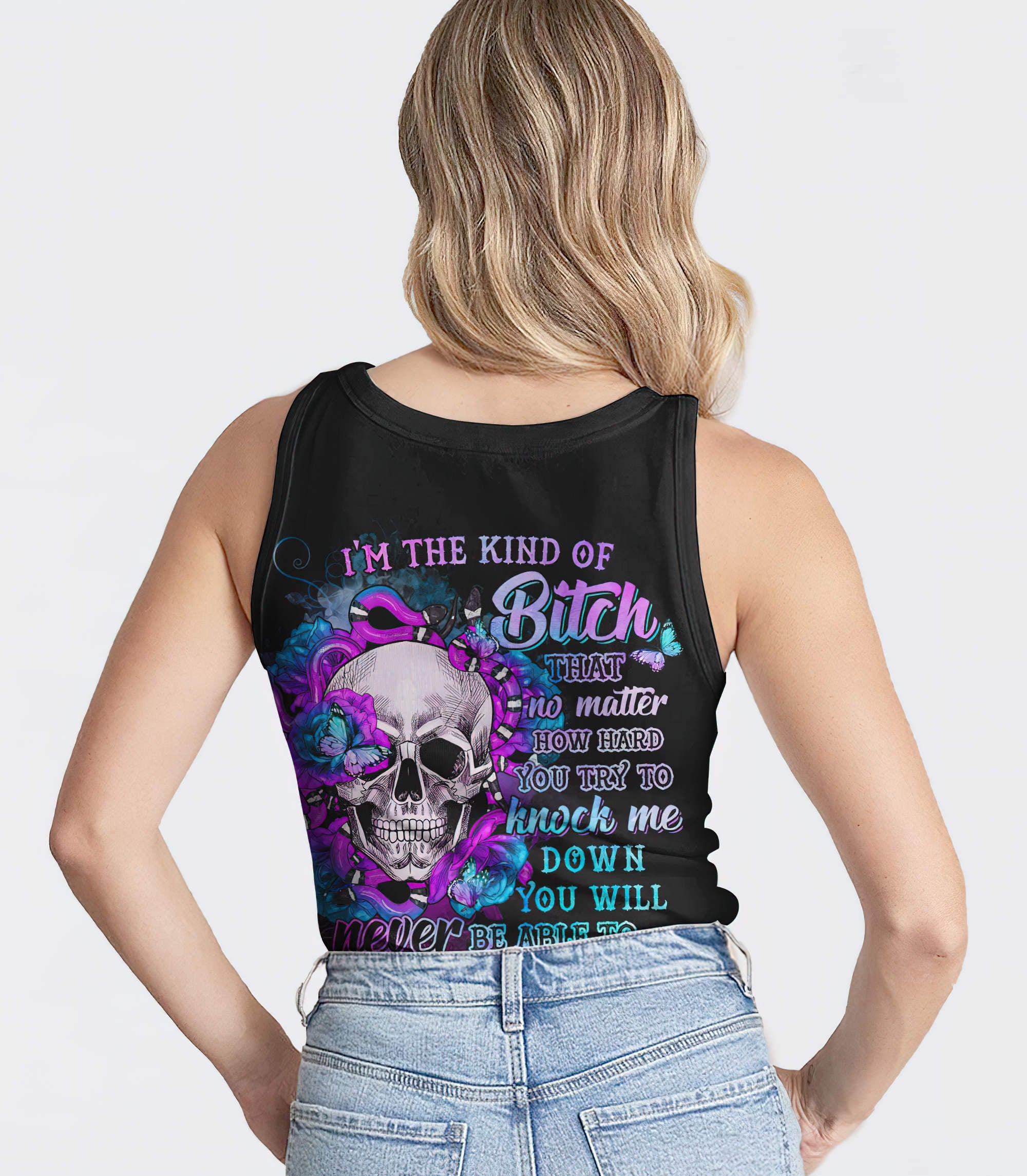 im-the-kind-of-b-flower-skull-all-over-print-tank-top