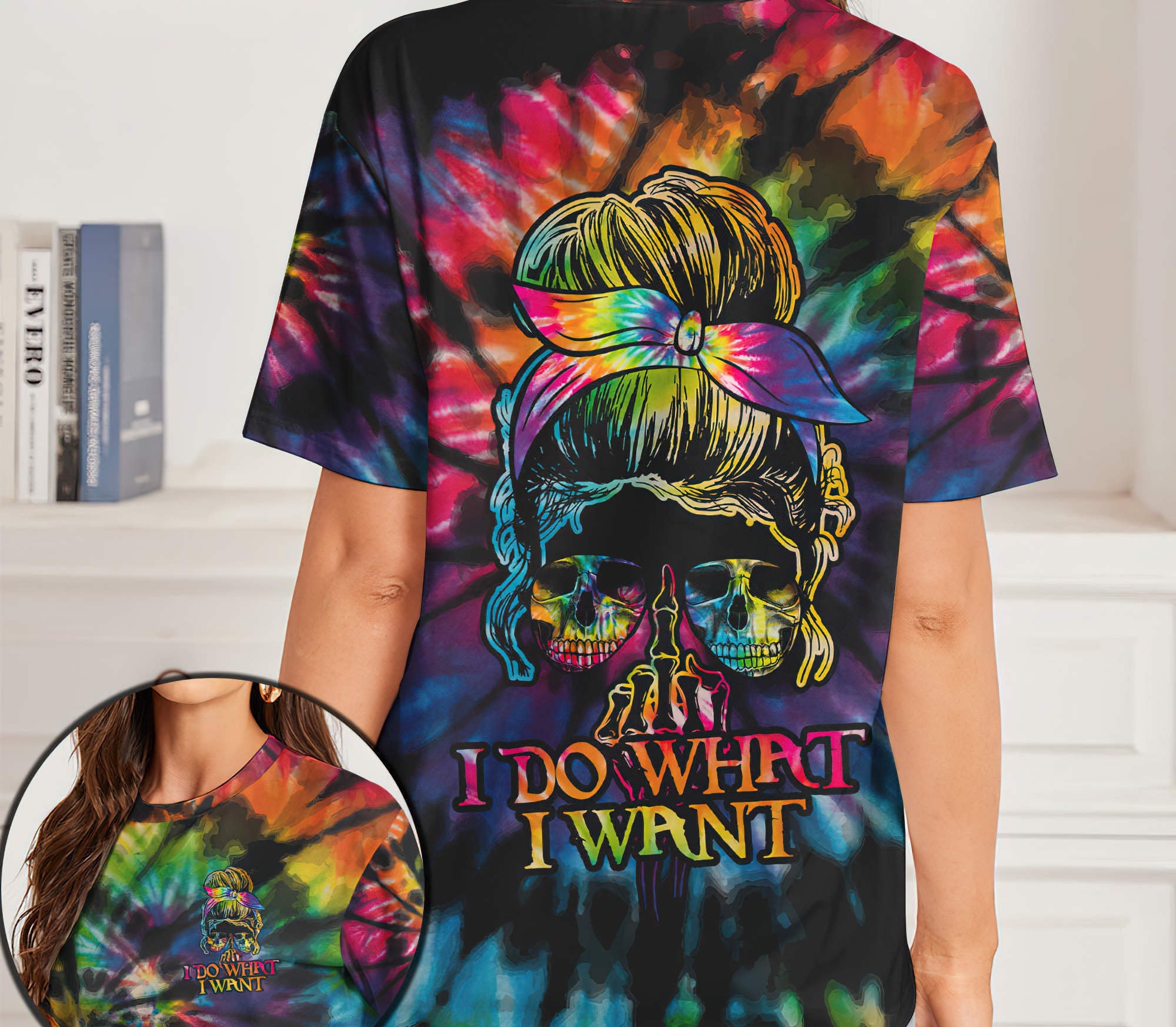 I Do What I Want Skull Tie Dye All Over Print 1 T Shirt