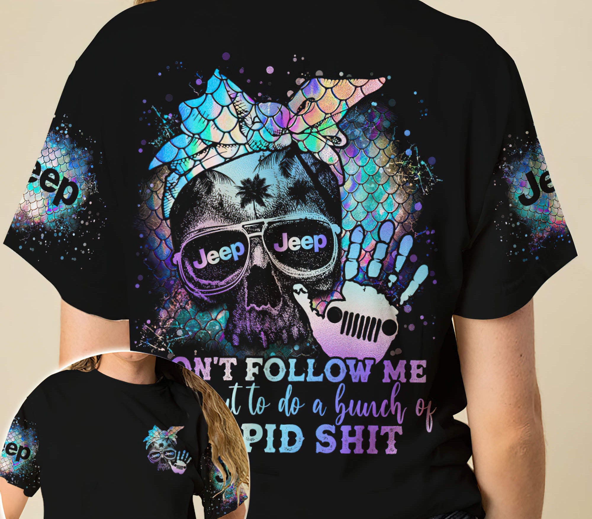 dont-follow-me-mermaid-skull-jeep-t-shirt