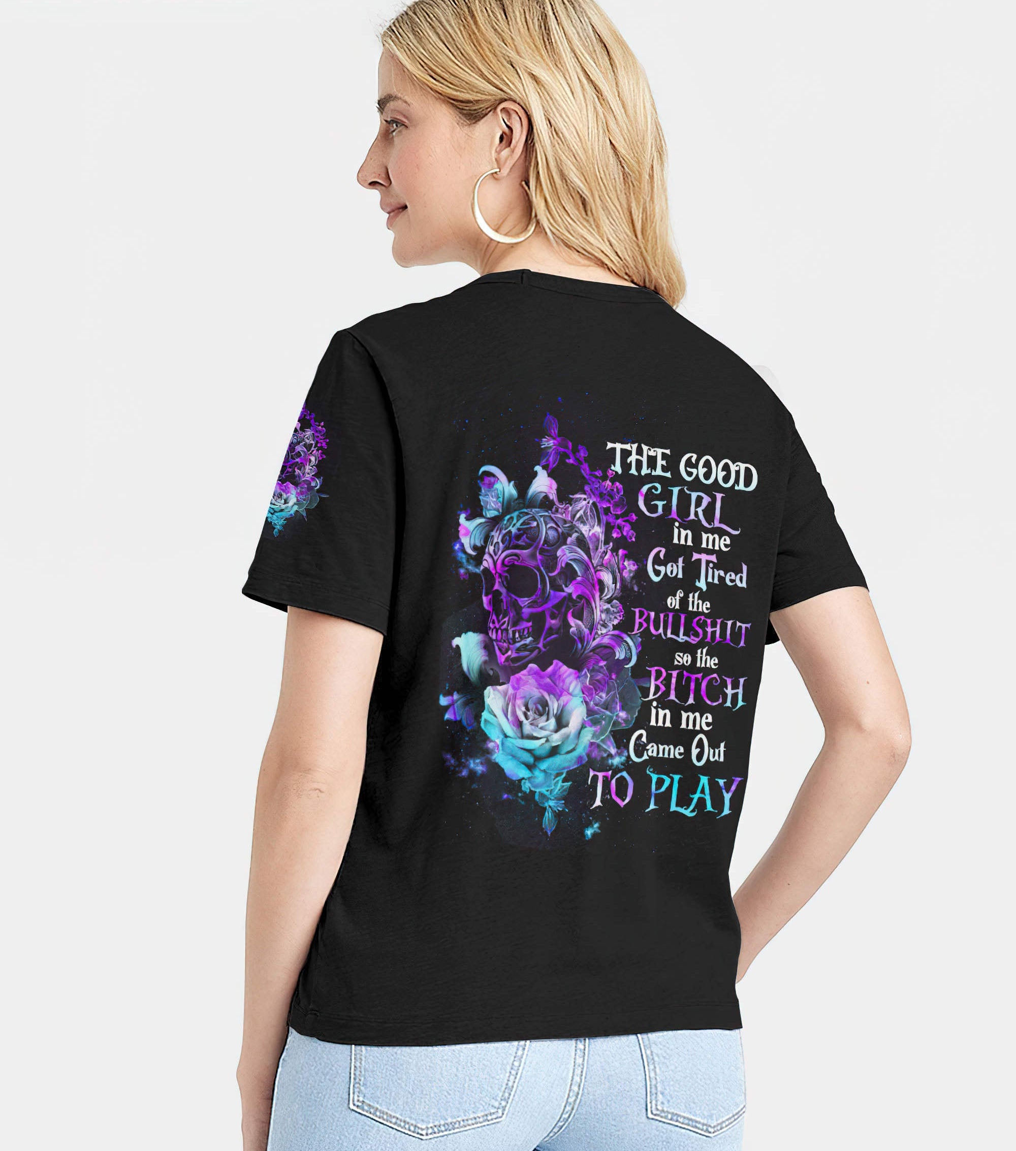 the-good-girl-in-me-skull-rose-tattoo-all-over-print-women-v-neck-t-shirt