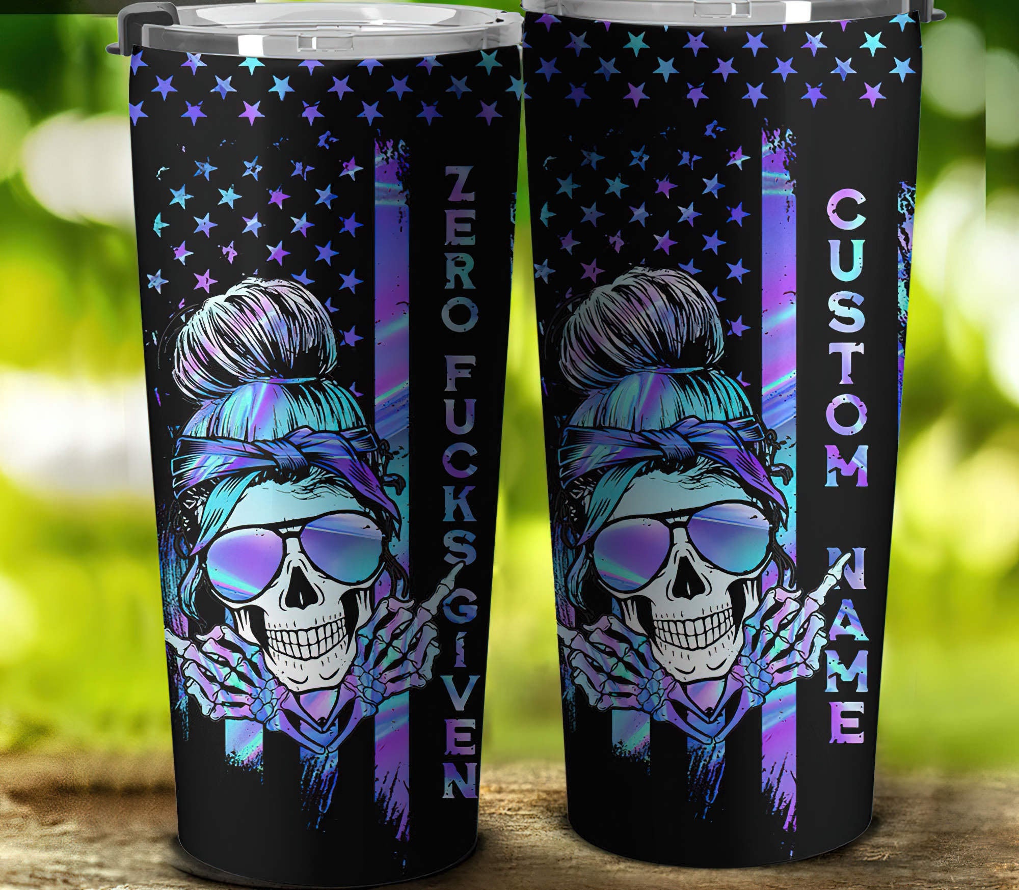 Personalized Zero Fcks Given Skull Tumbler Tumbler