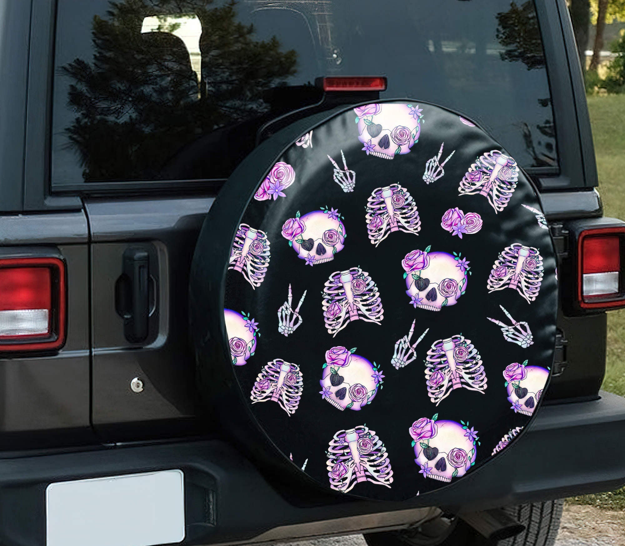 Purple Skeleton Automotive Spare Tire Cover