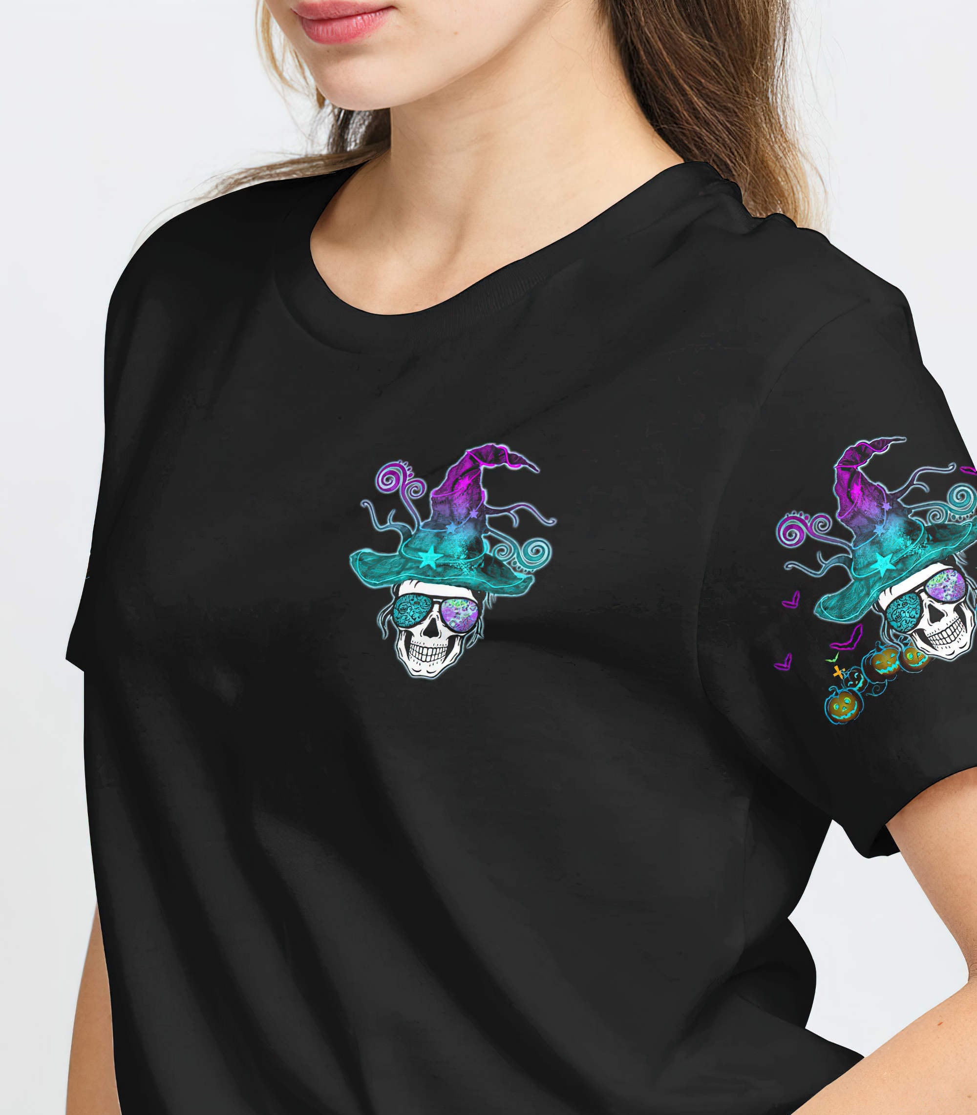 witch-by-nature-messy-bun-skull-all-over-print-t-shirt