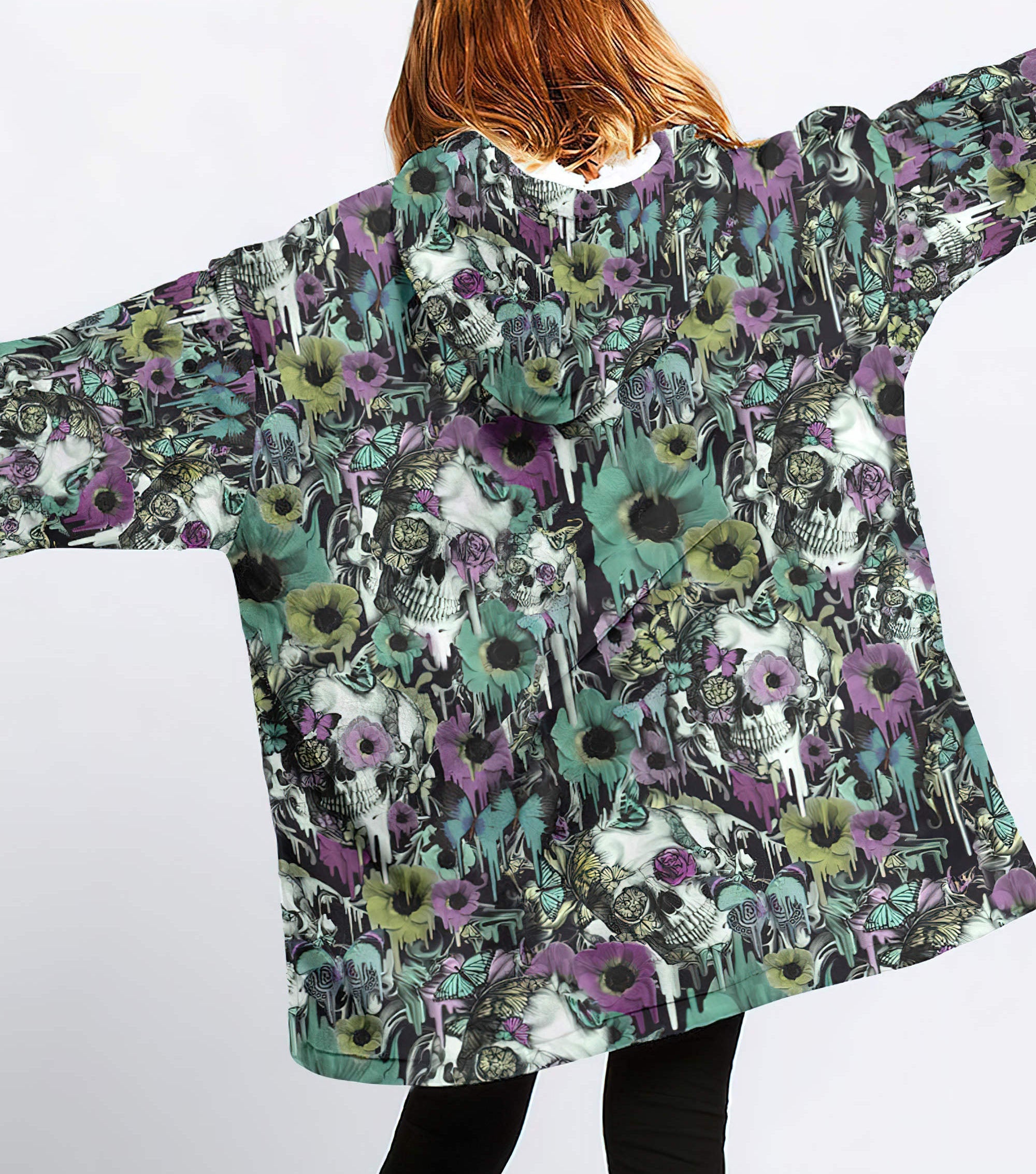 skull-floral-butterfly-sherpa-blanket-hoodie-wearable-blanket-hoodie