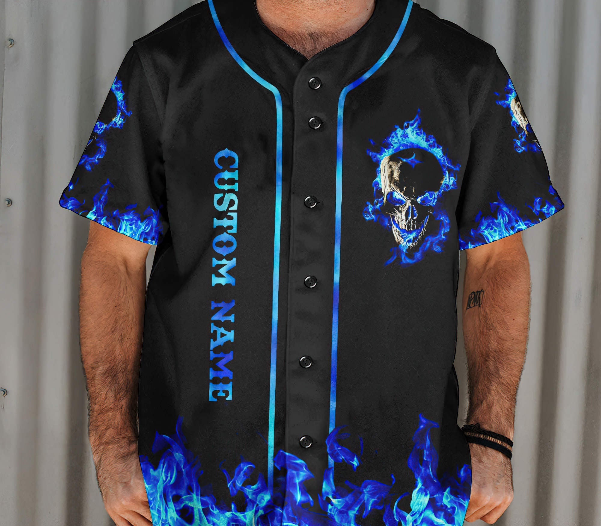 Personalized Skull Fire Baseball Jersey Baseball Jersey