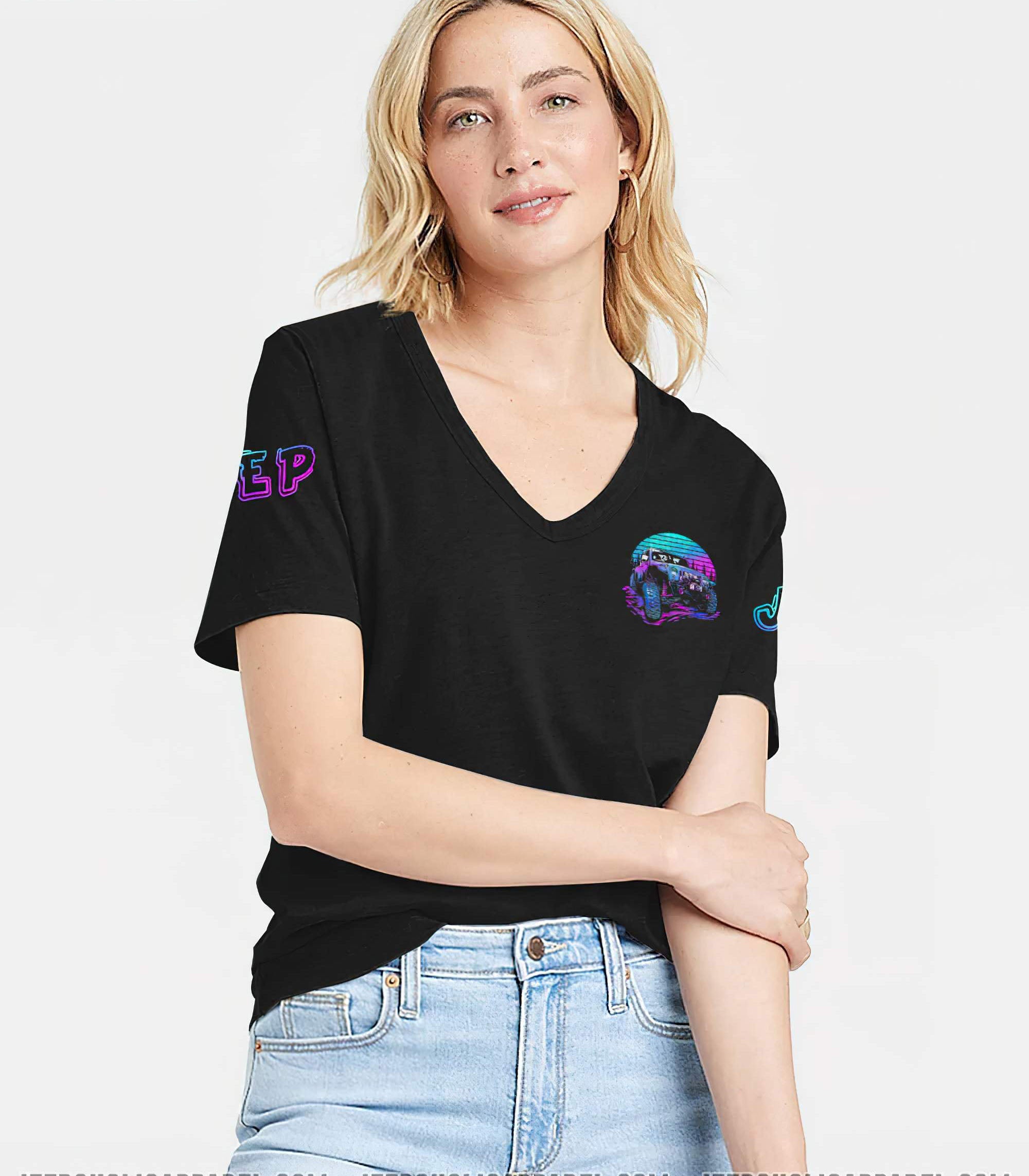 a-girl-and-her-jeep-women-v-neck-t-shirt