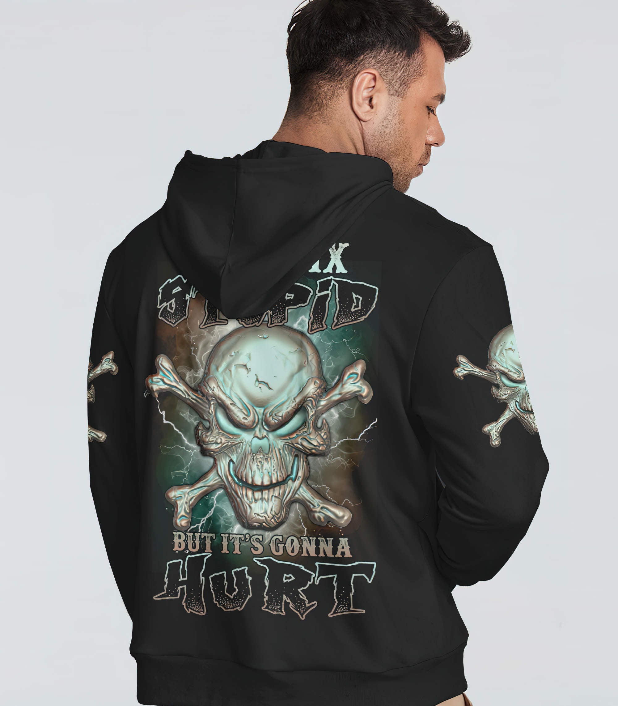 I Can Fix Stupid Metal Skull Bones All Over Print Hoodie