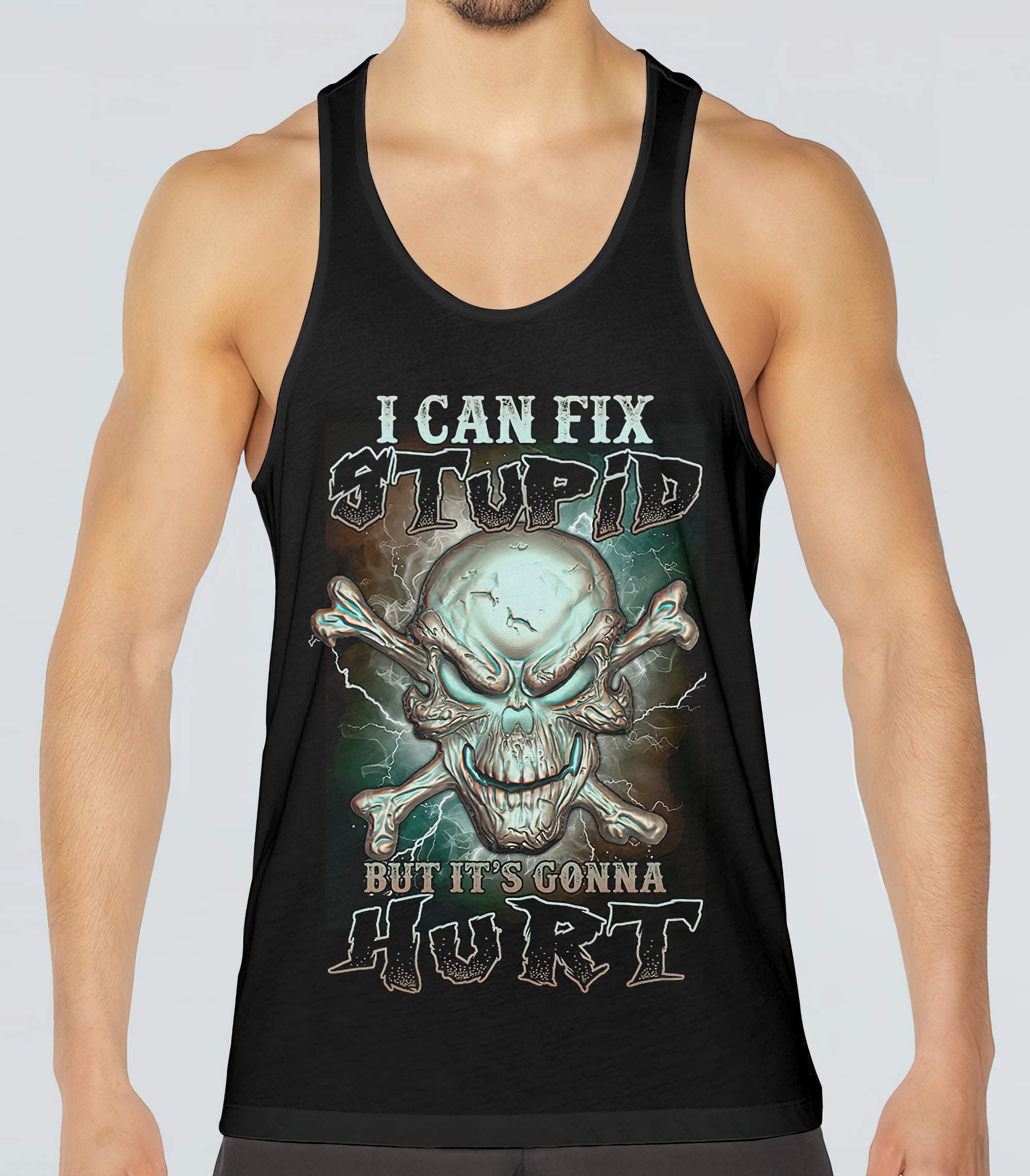 I Can Fix Stupid Metal Skull Bones All Over Print Tank Top